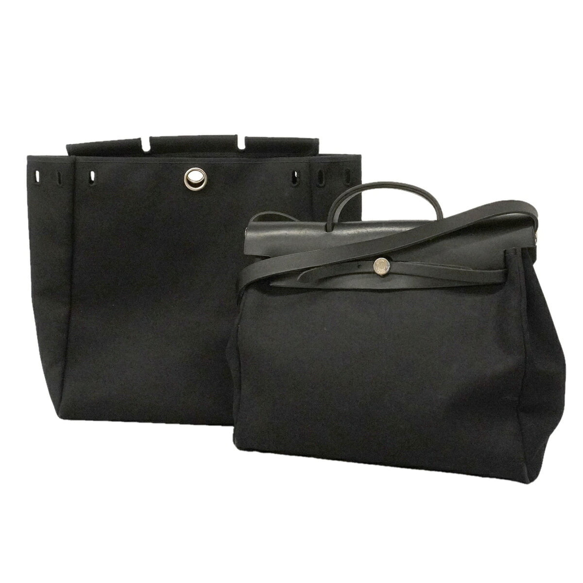 Hermes Black Toile Officier Handbag (Pre-Owned)