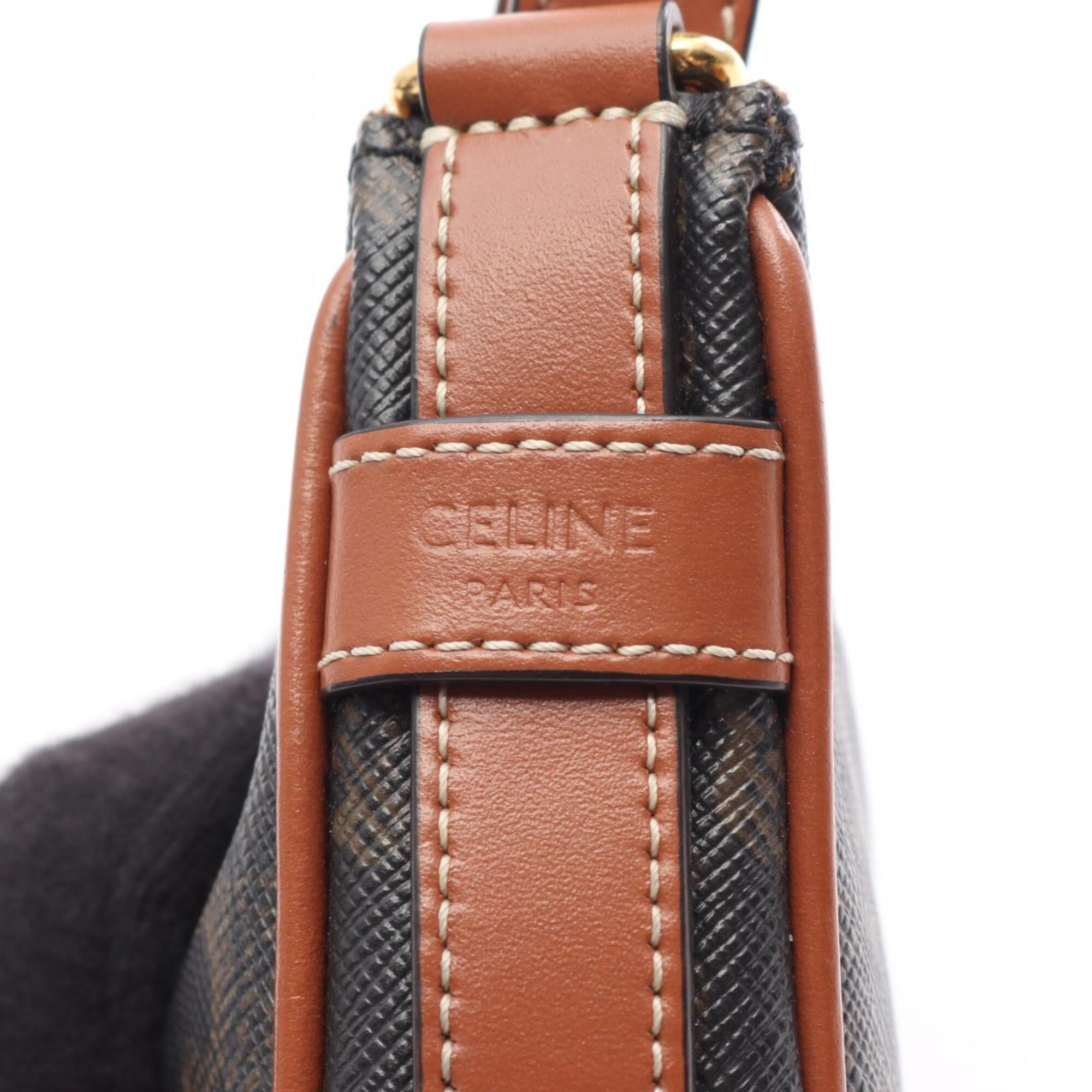 Celine Black Brown Coated Canvas Leather Handbag (Pre-Owned)
