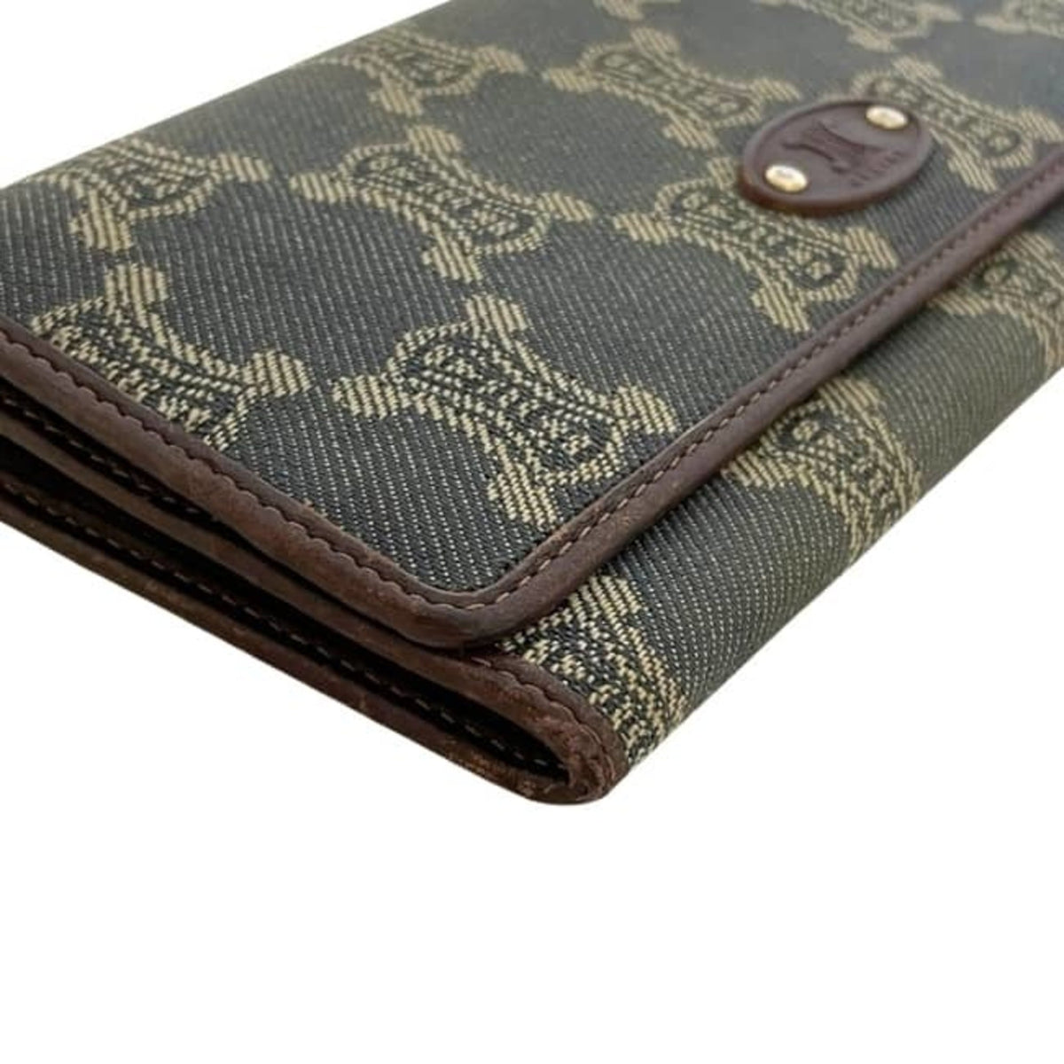 Celine Blue Brown Denim Leather Long Wallet (Bi-Fold) (Pre-Owned)