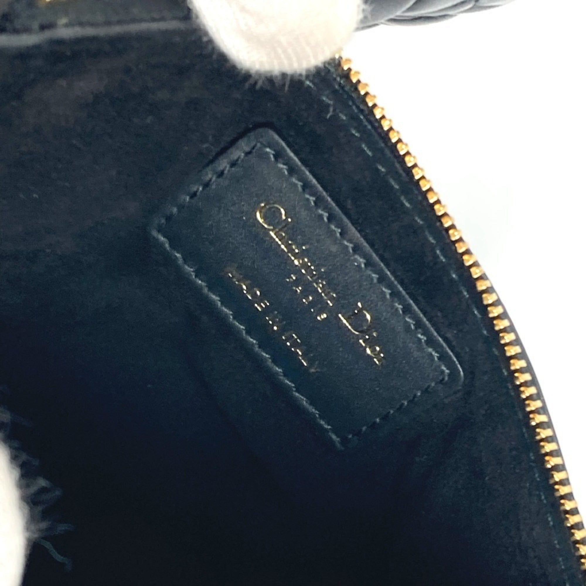 Christian Dior Black Leather Handbag Pouch Shoulder Bag Tote Bag (Pre-Owned)