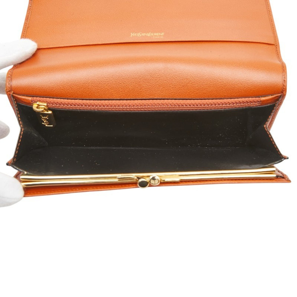 Saint Laurent Brown Leather Long Wallet (Bi-Fold) (Pre-Owned)