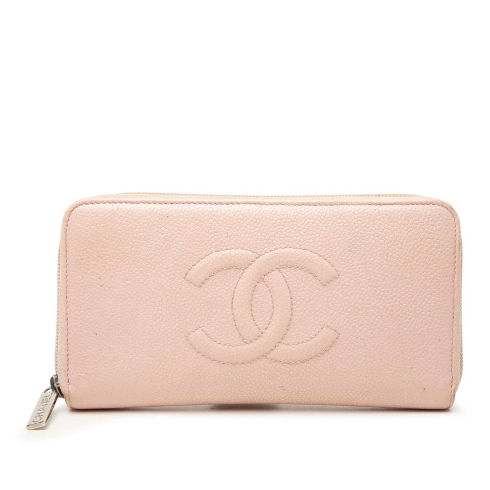 Chanel Pink Grained Calfskin Long Wallet (Bi-Fold) (Pre-Owned)