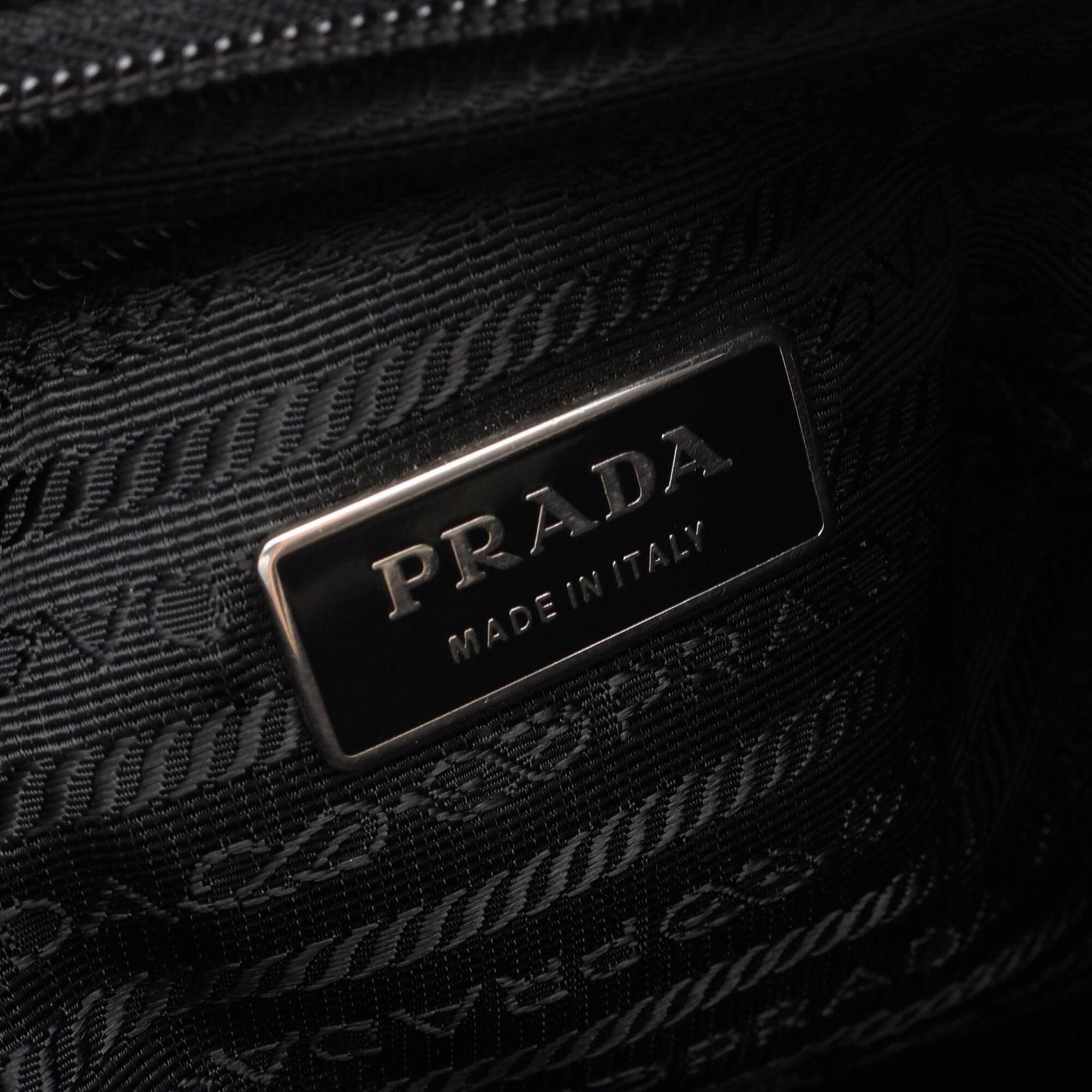 Prada Black Nylon Leather Handbag Shoulder Bag (Pre-Owned)