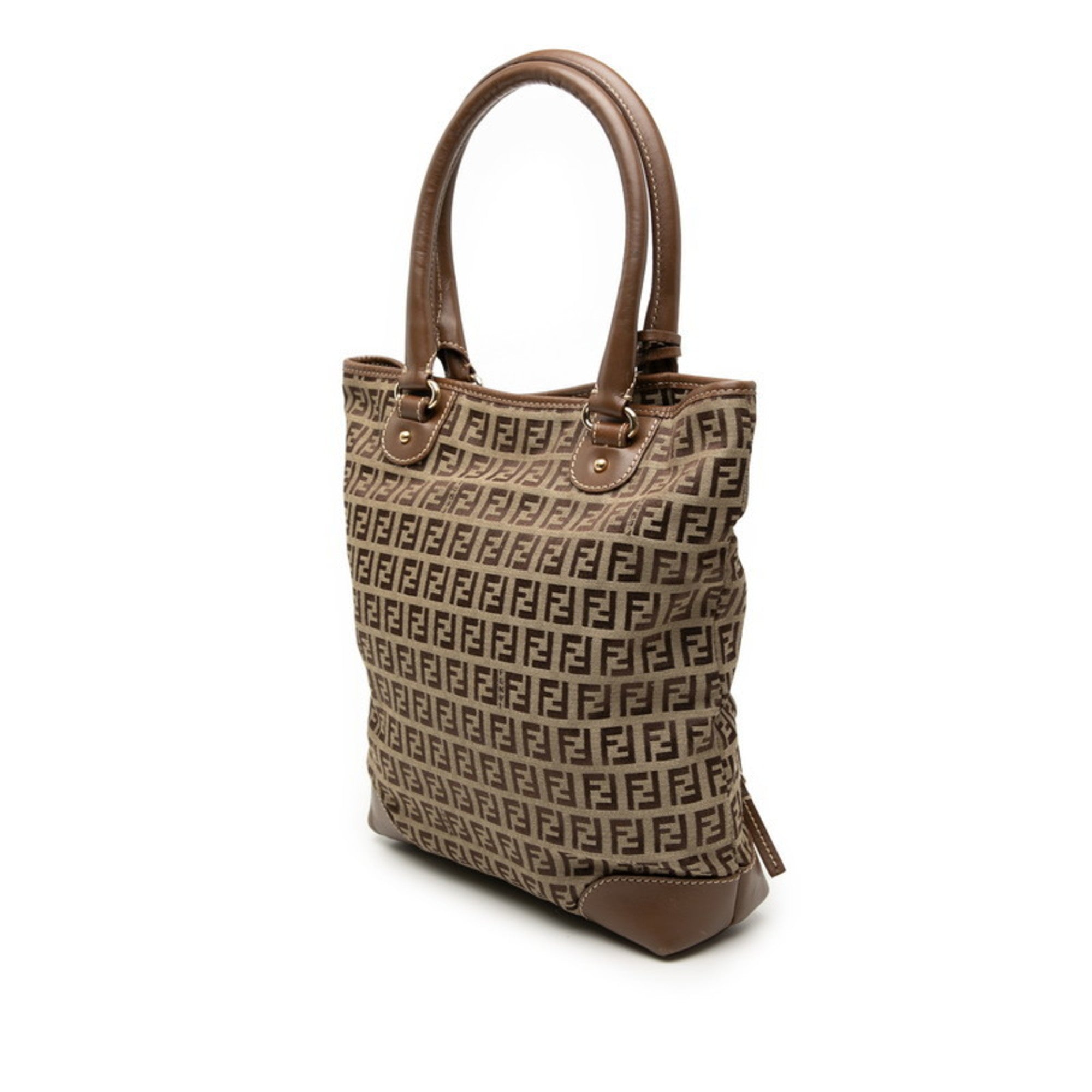 Fendi Beige Brown Zucchino Handbag Tote Bag (Pre-Owned)