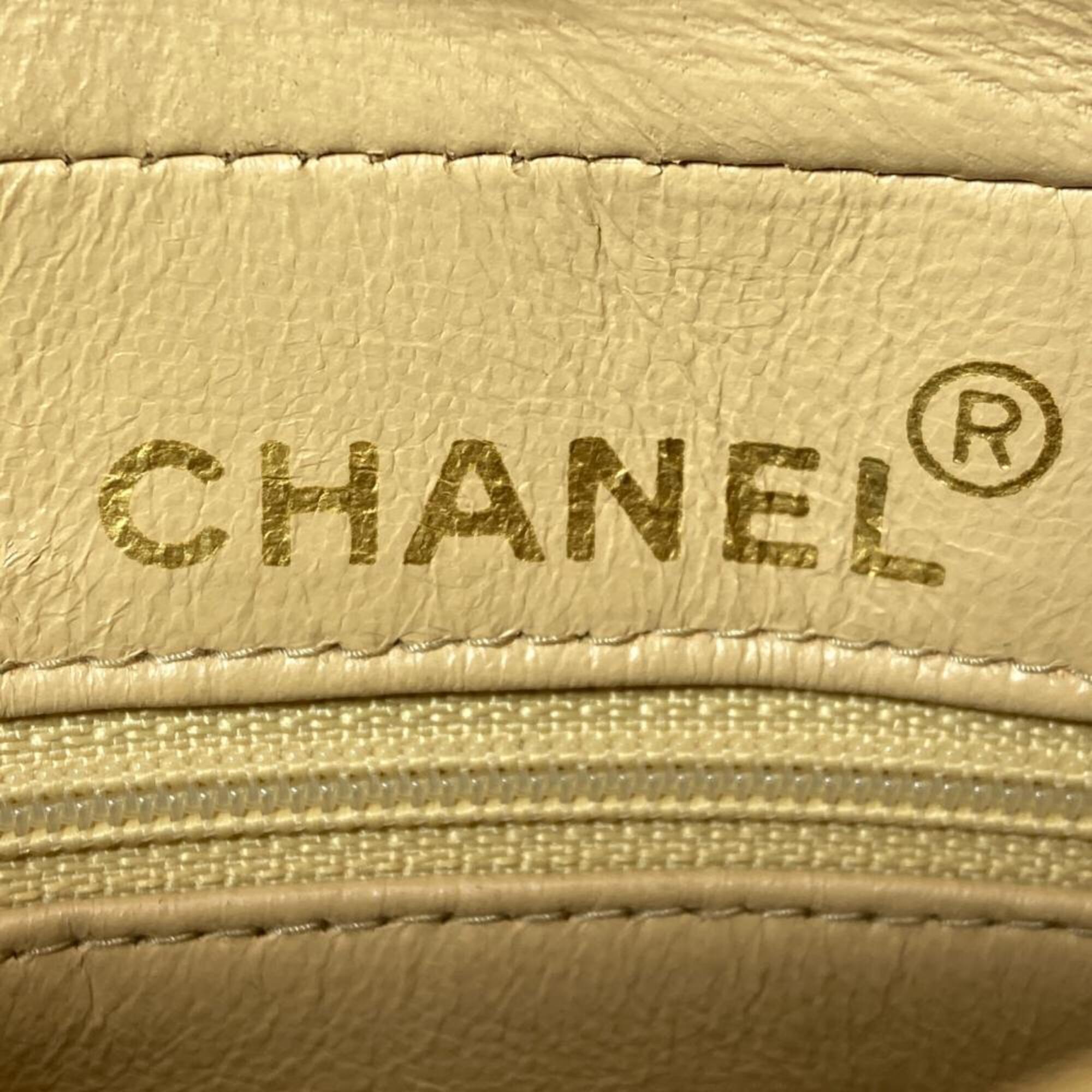 Chanel Beige Beige Gold Black Shoulder Bag (Pre-Owned)