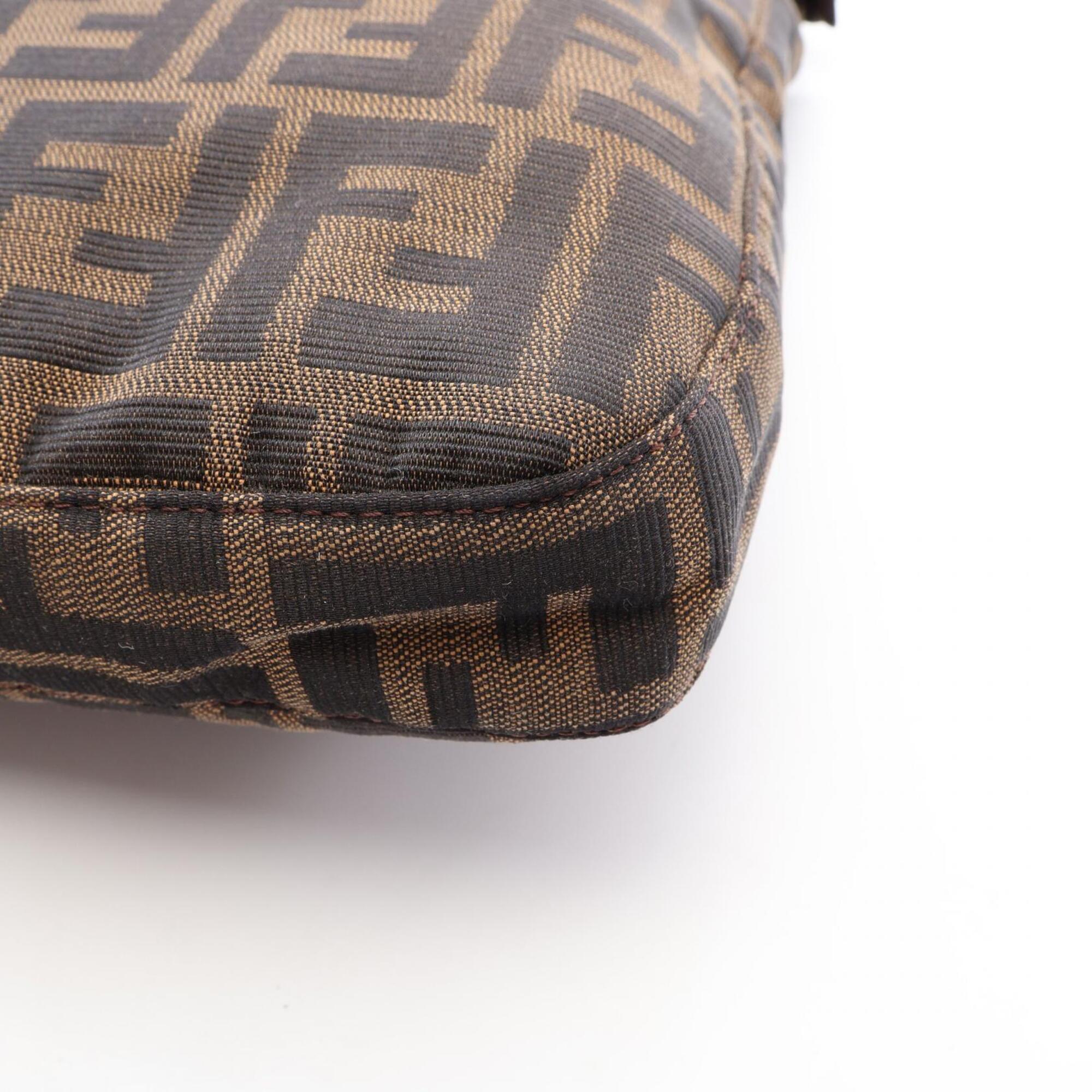 Fendi Brown Canvas Leather Handbag Shoulder Bag (Pre-Owned)