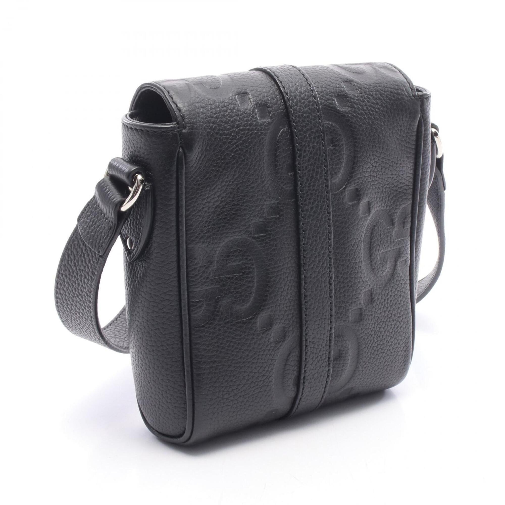 Gucci Black Leather Handbag Messenger Bag Shoulder Bag (Pre-Owned)