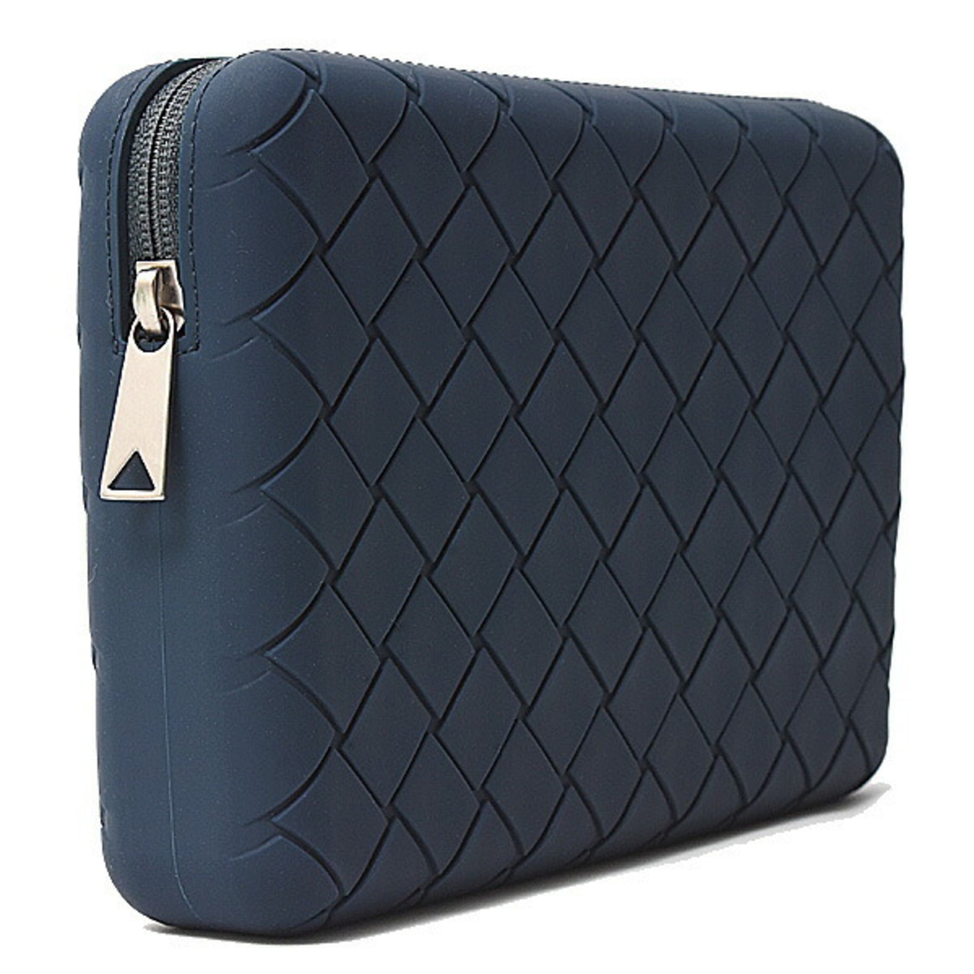 Bottega Veneta Navy Rubber Pouch (Pre-Owned)