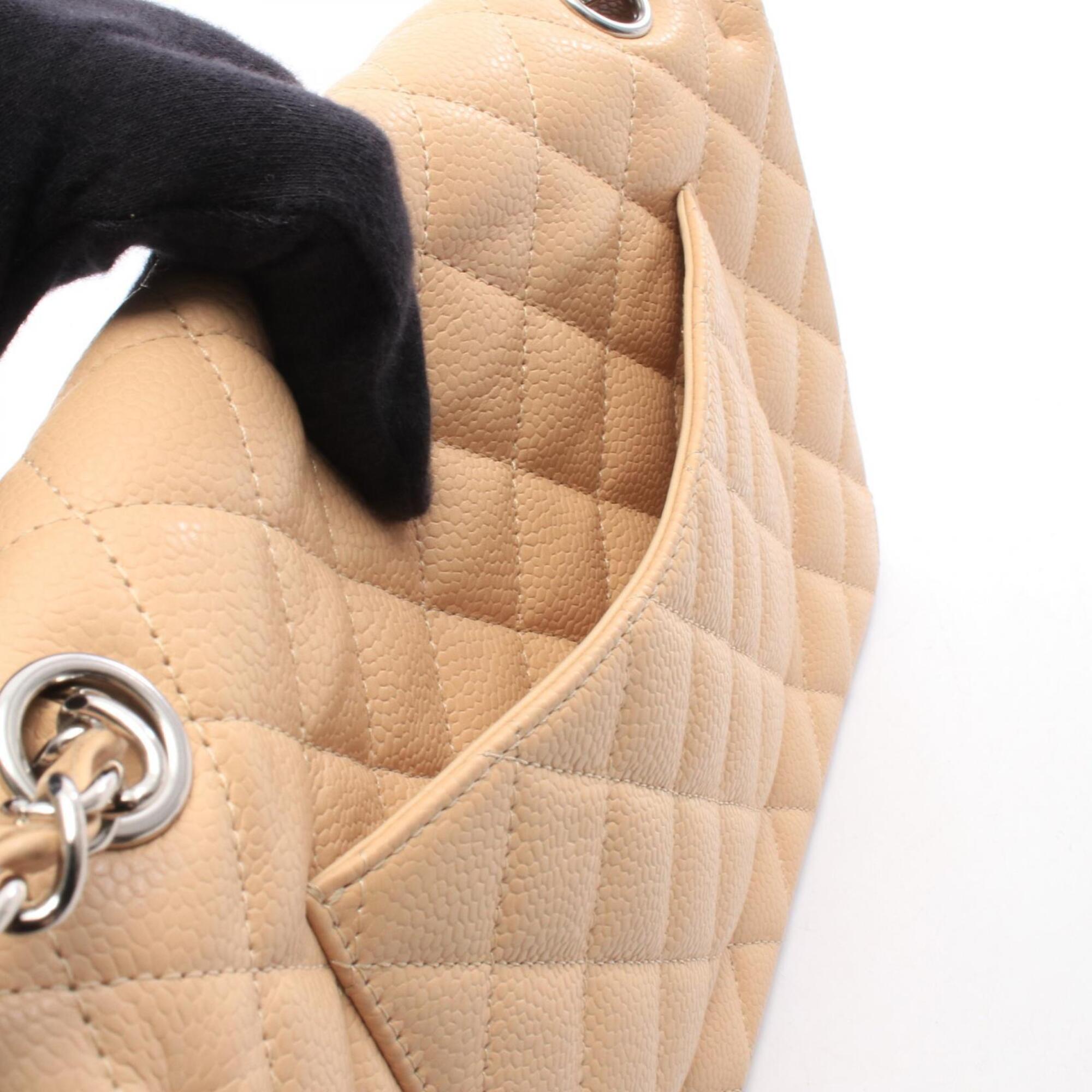 Chanel Beige Grained Calfskin Handbag Shoulder Bag (Pre-Owned)