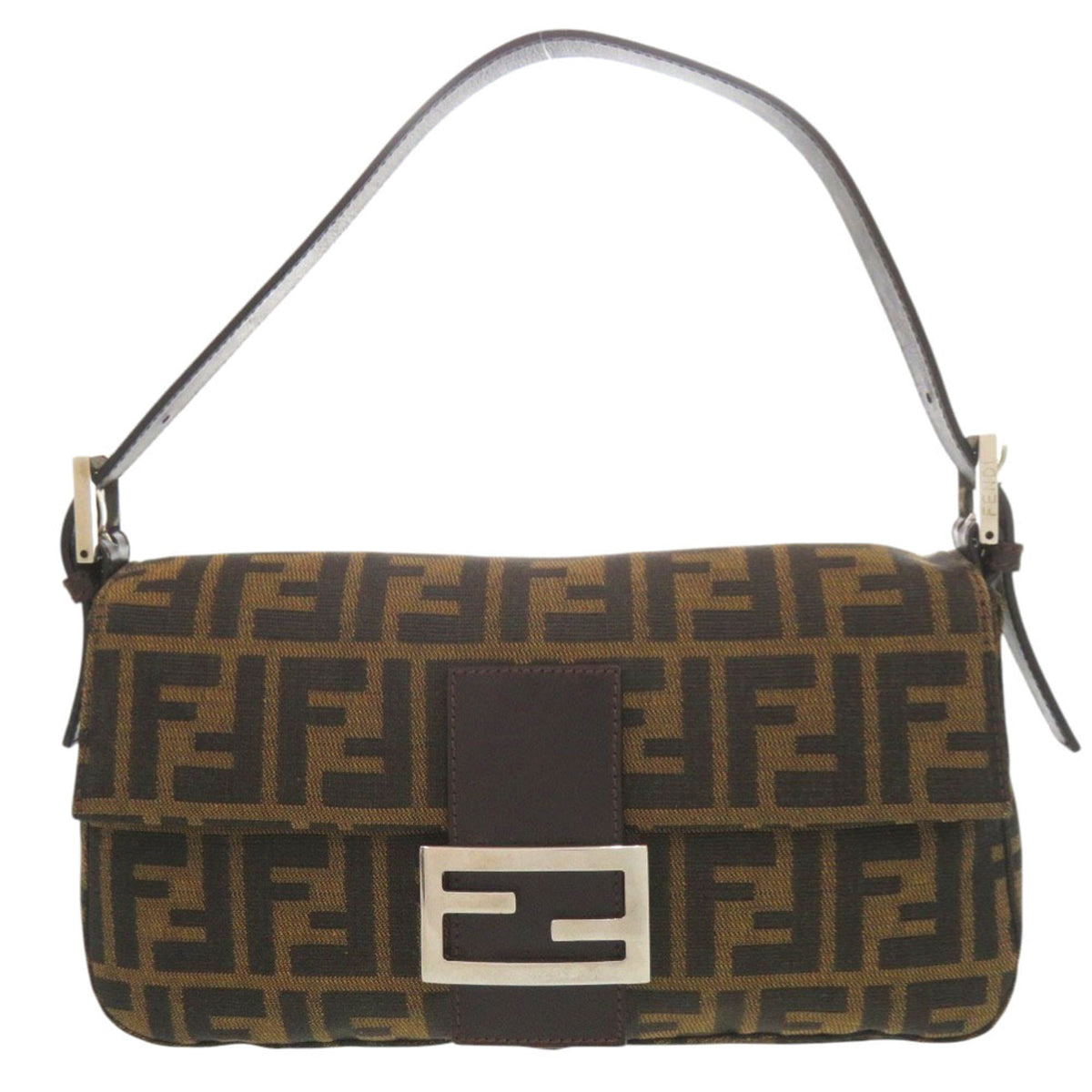 Fendi Brown Leather Nylon Handbag (Pre-Owned)