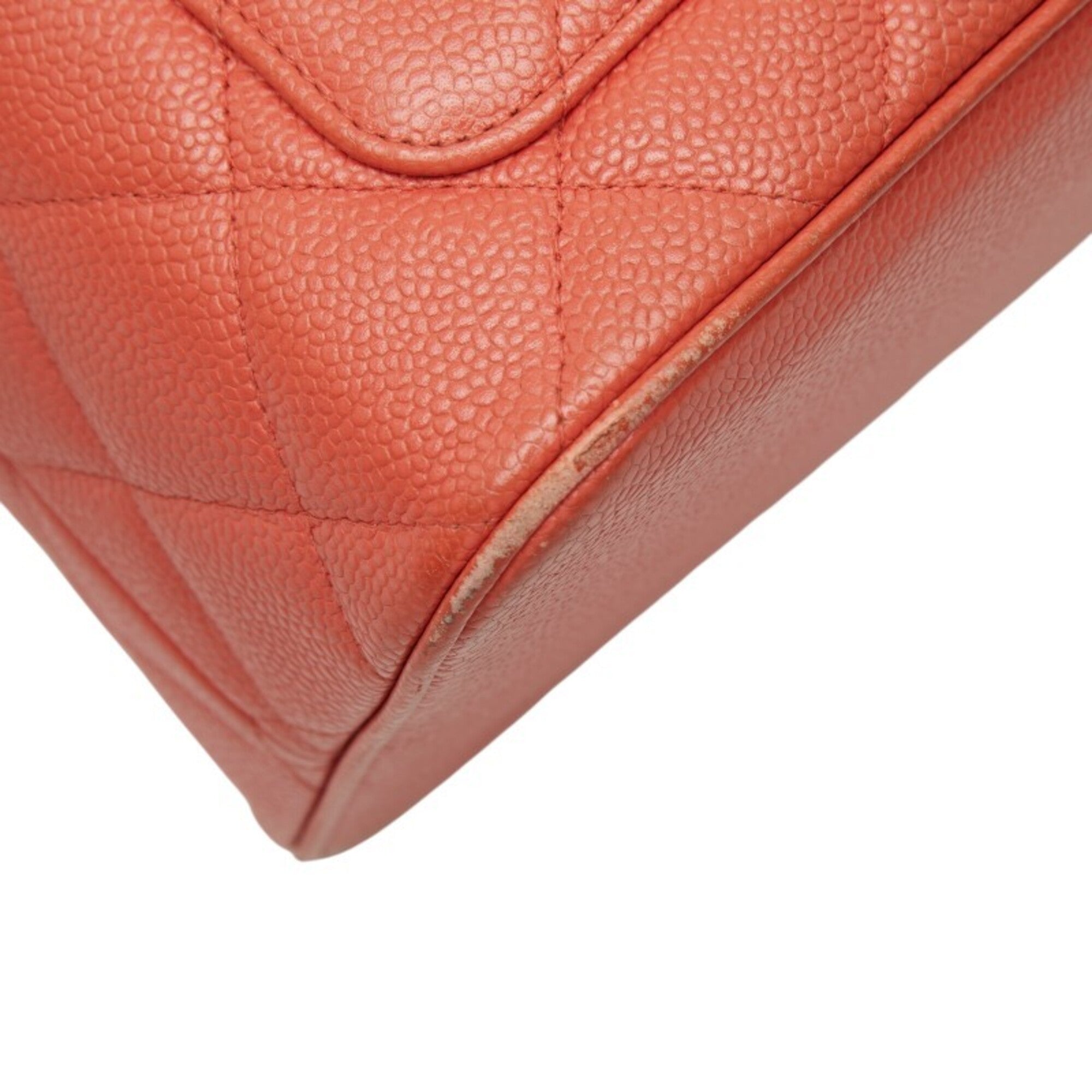 Chanel Matelasse Orange Grained Calfskin Handbag Tote Bag (Pre-Owned)