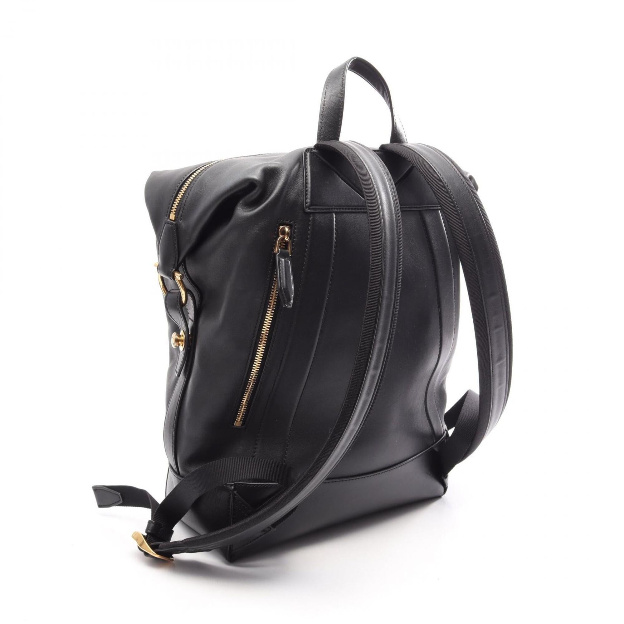 Salvatore Ferragamo Black Leather Backpack Handbag (Pre-Owned)