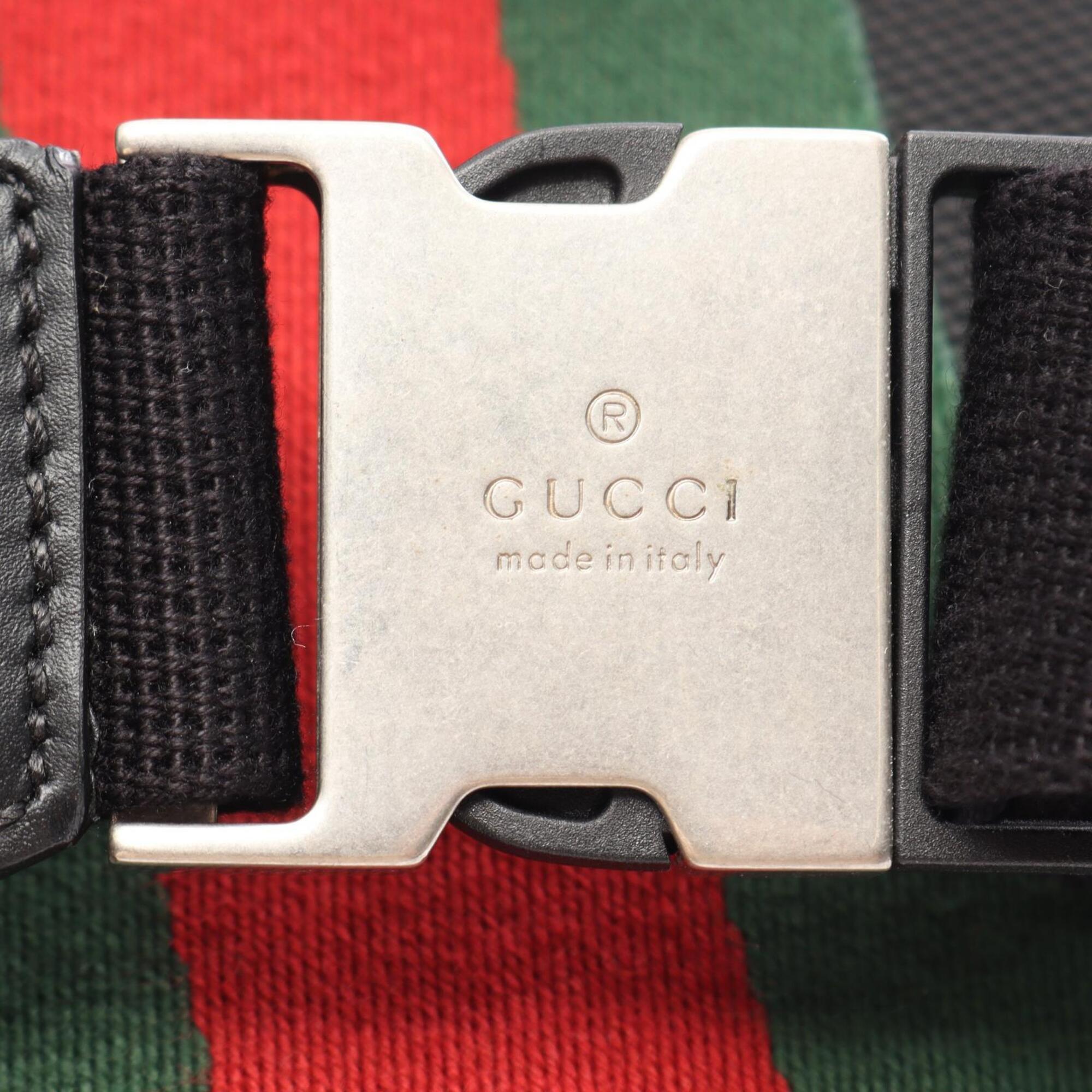 Gucci Black Green Red Color Canvas Leather Fanny Pack (Pre-Owned)
