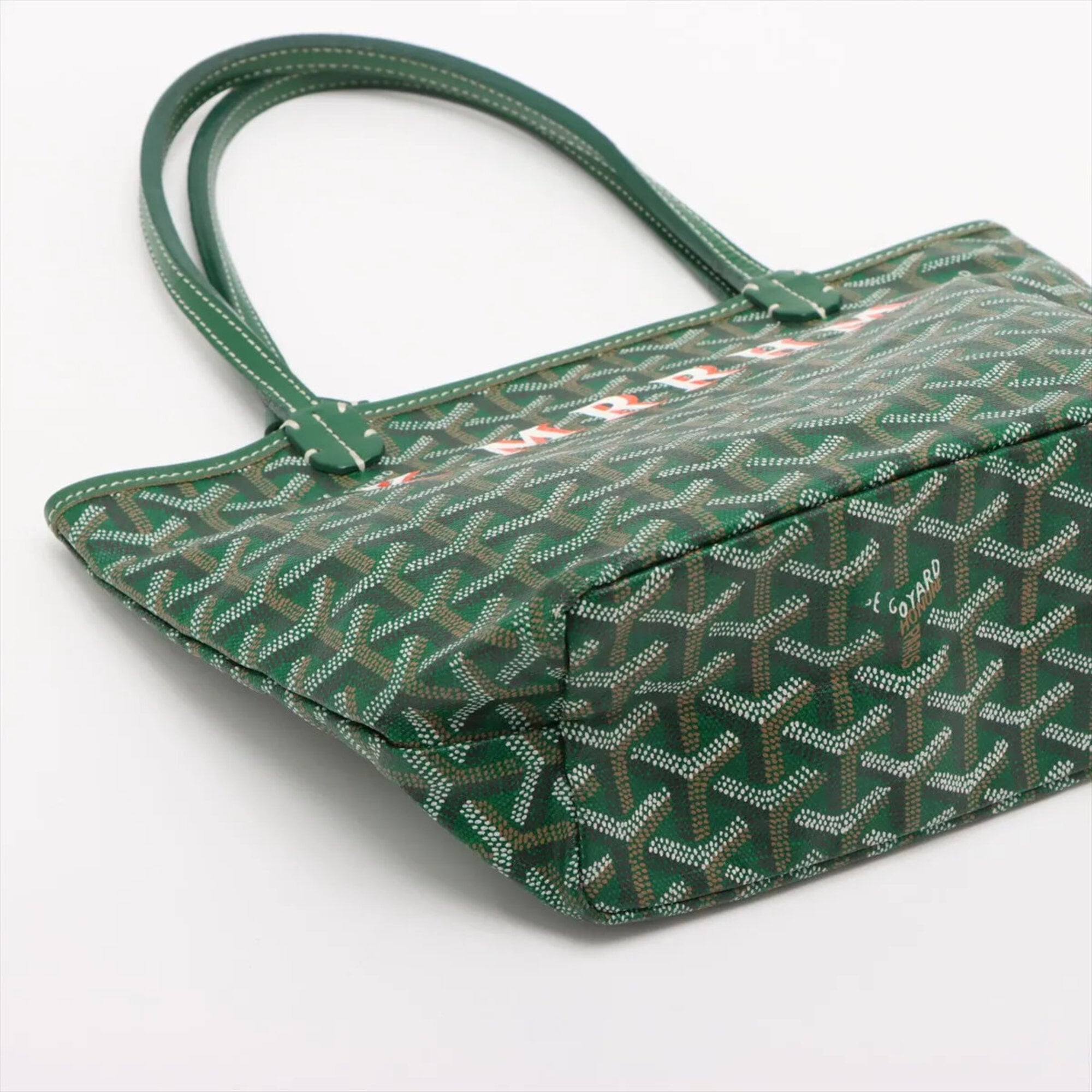 Goyard Green Coated Canvas Leather Handbag Tote Bag (Pre-Owned)