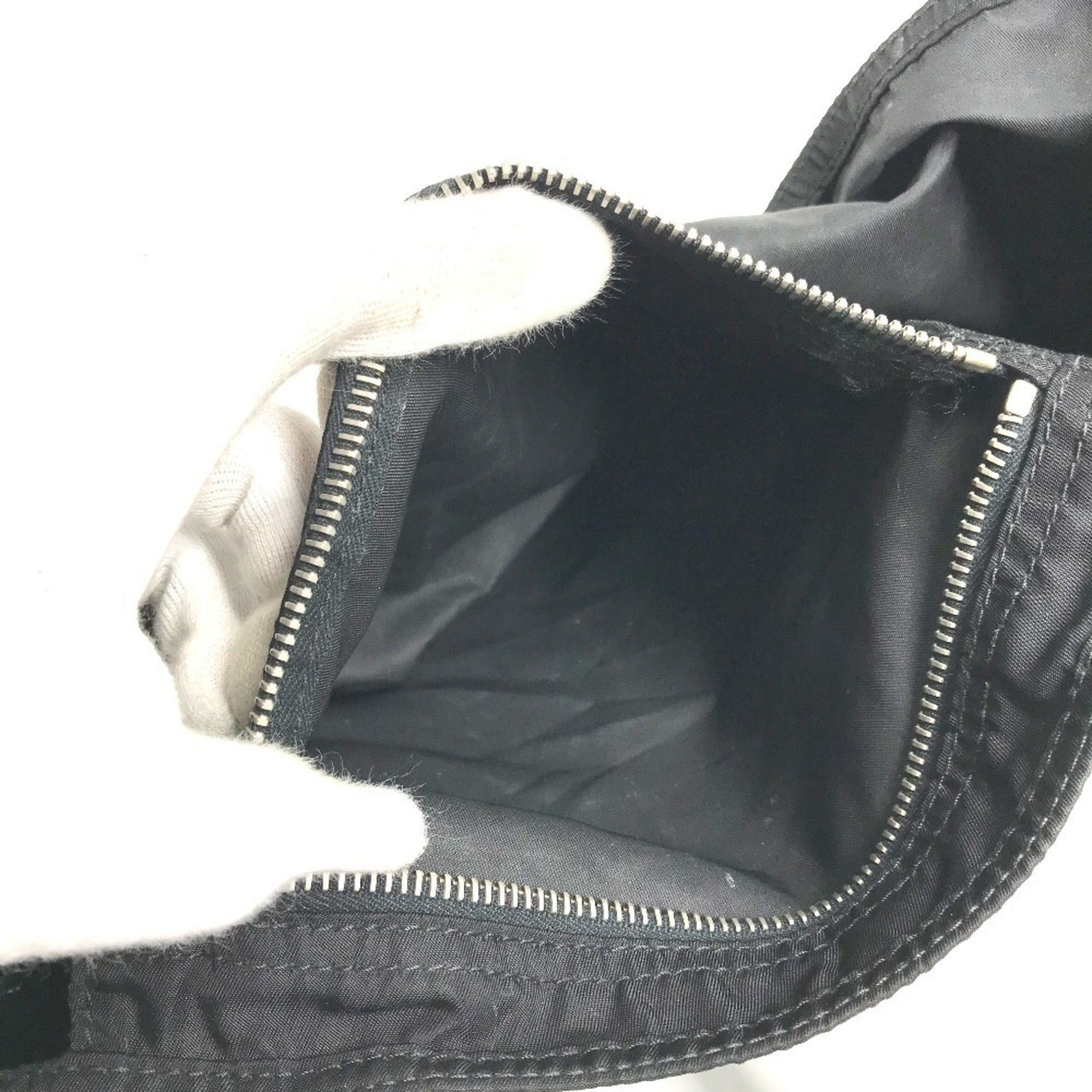 Prada Black Nylon Leather Shoulder Bag Tote Bag (Pre-Owned)