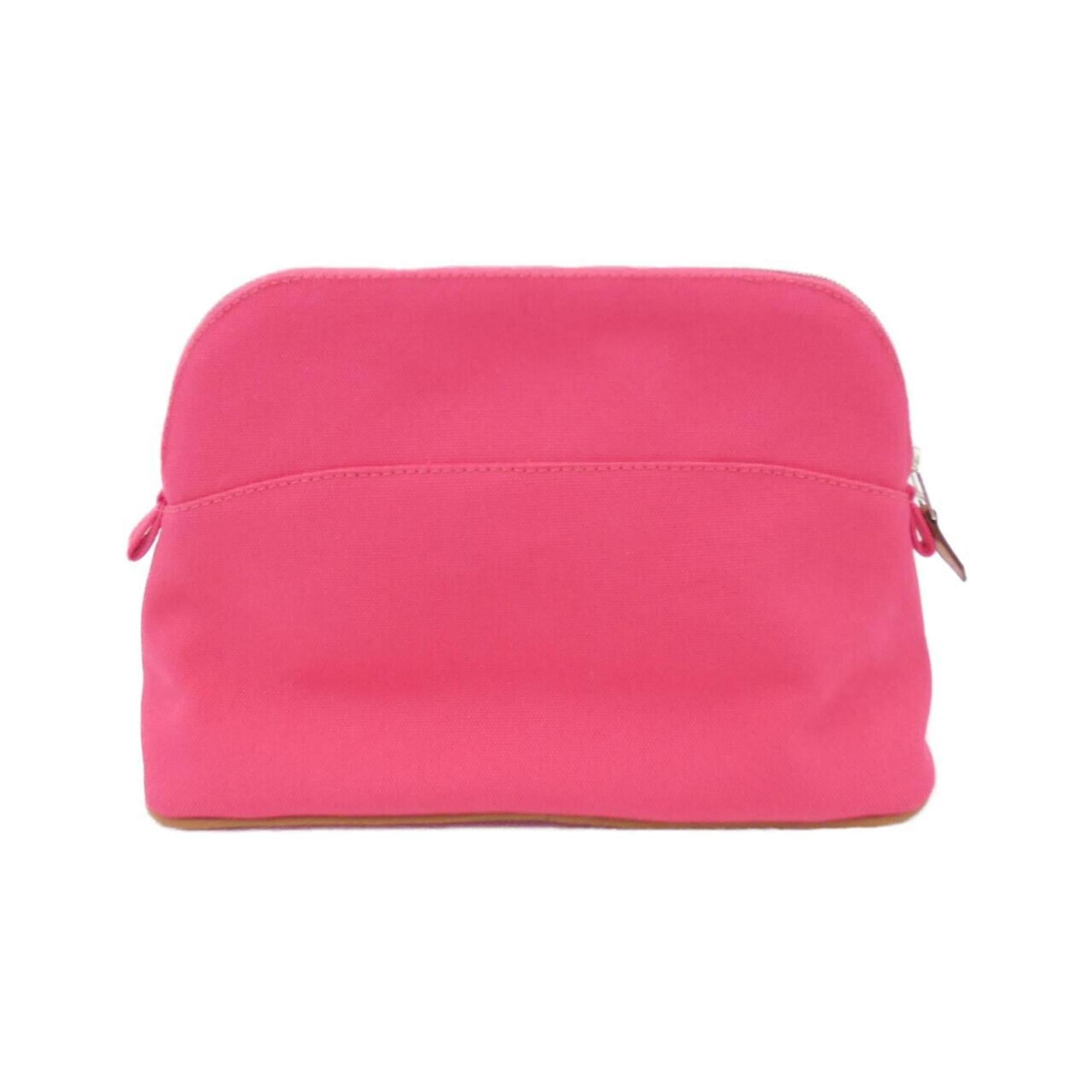 Hermes Bolide Silver Canvas Pouch (Pre-Owned)