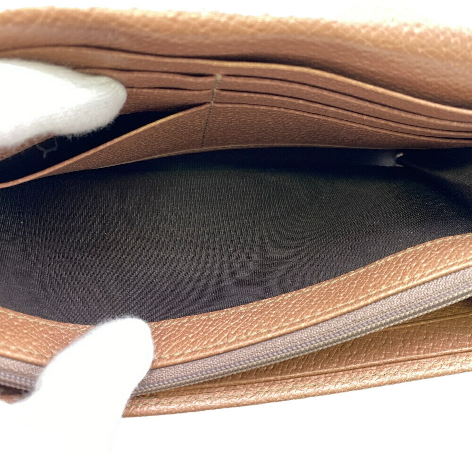 Gucci Beige Pink Canvas Leather Long Wallet (Bi-Fold) (Pre-Owned)
