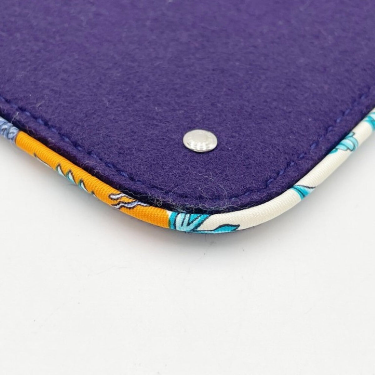 Hermes Multi-Color Navy Felt Silk Pouch (Pre-Owned)