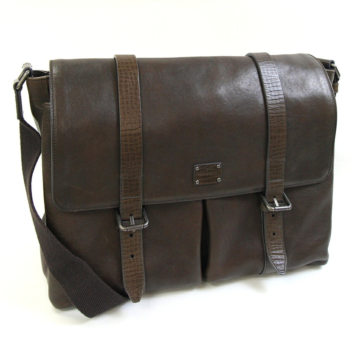 Dolce & Gabbana Dark Brown Leather Shoulder Bag (Pre-Owned)