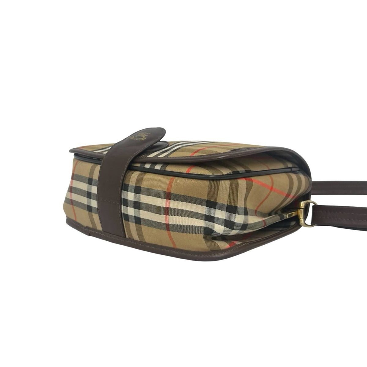 Burberry Beige Brown Canvas Leather Pochette Shoulder Bag (Pre-Owned)