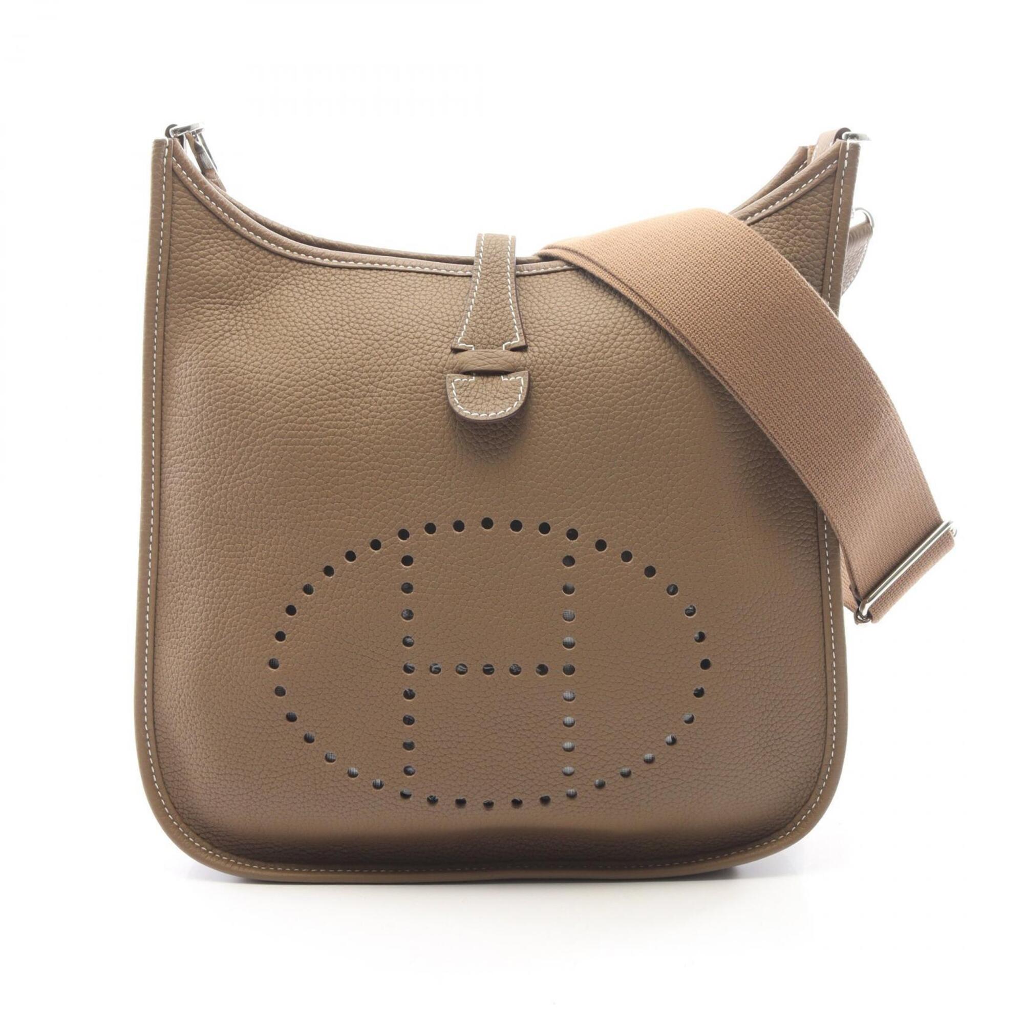 Hermes Etoupe Gray Gray Taurillon Clemence Leather Leather Handbag Shoulder Bag (Pre-Owned)