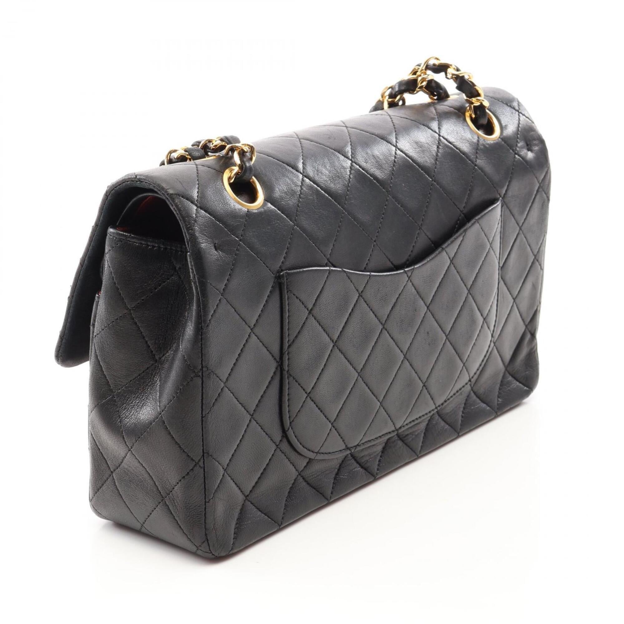 Chanel Black Leather Handbag Shoulder Bag (Pre-Owned)