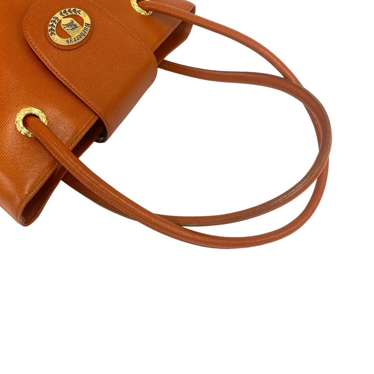 Burberry Orange Leather Handbag Shoulder Bag Tote Bag (Pre-Owned)