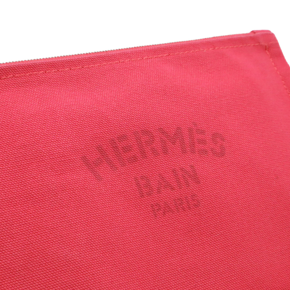 Hermes Pink Canvas Leather Pouch (Pre-Owned)