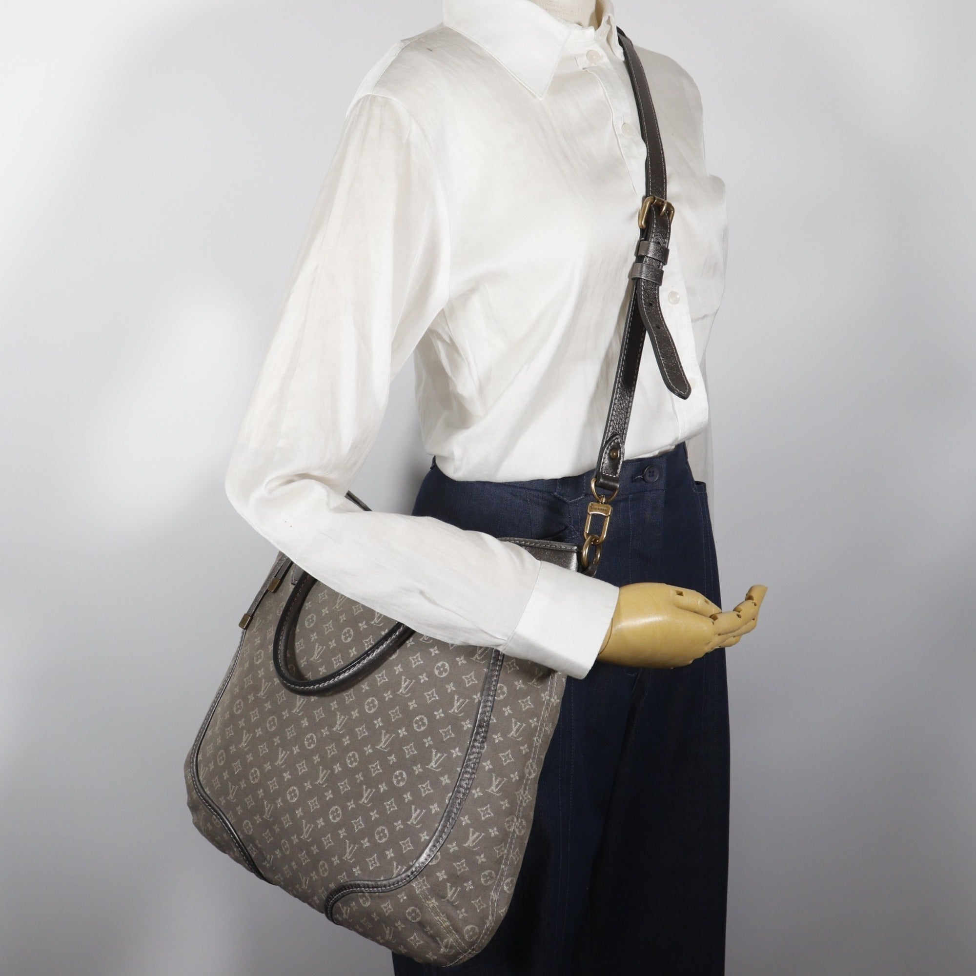 Louis Vuitton Gray Platine Monogram Mini Lin Handbag Shoulder Bag (Pre-Owned)