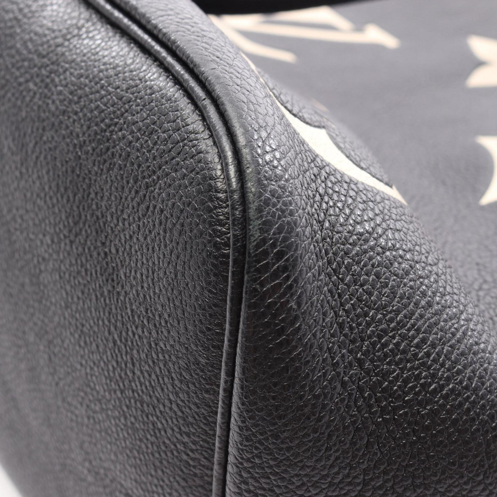 Louis Vuitton Beige Black Leather Handbag Pouch Tote Bag (Pre-Owned)