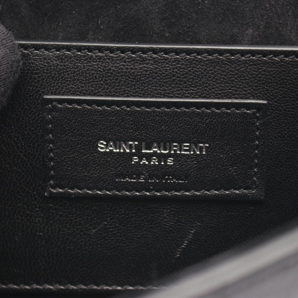 Yves Saint Laurent Black Leather Clutch Bag Handbag (Pre-Owned)