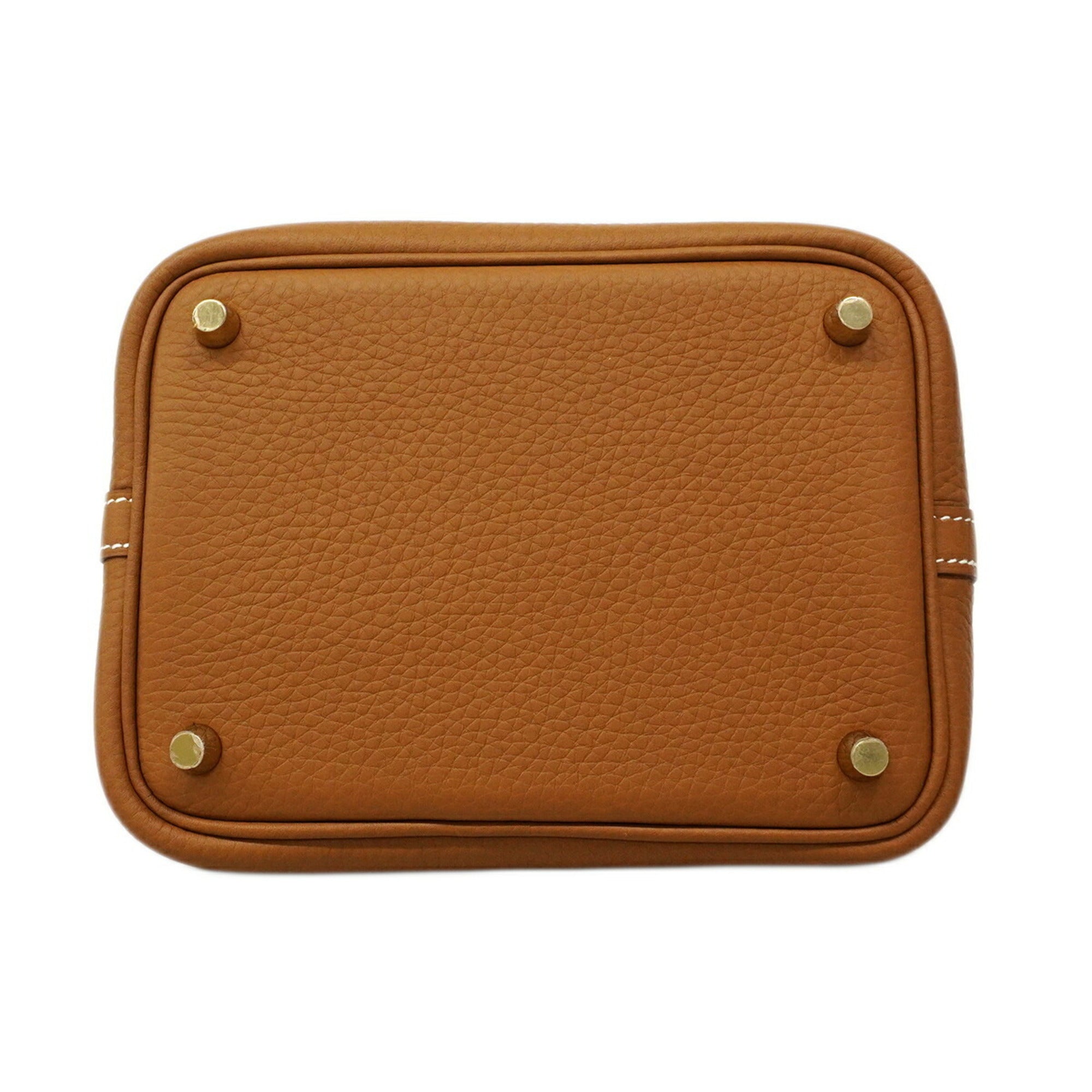 Hermes Gold Taurillon Clemence Leather Handbag (Pre-Owned)
