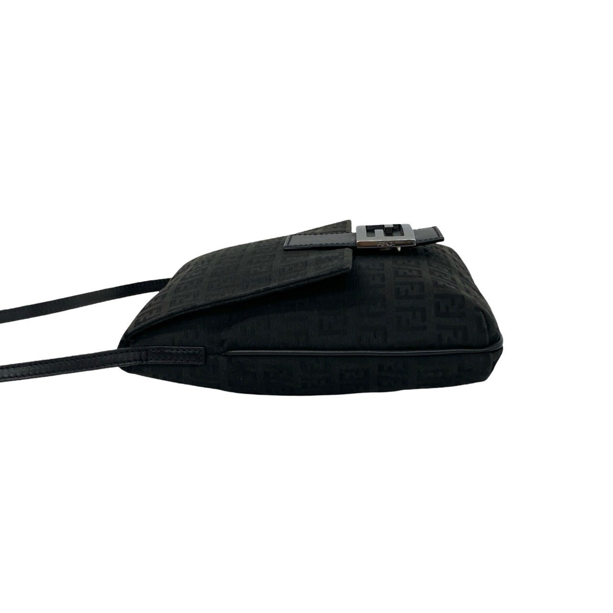 Fendi Black Canvas Leather Pochette Shoulder Bag (Pre-Owned)
