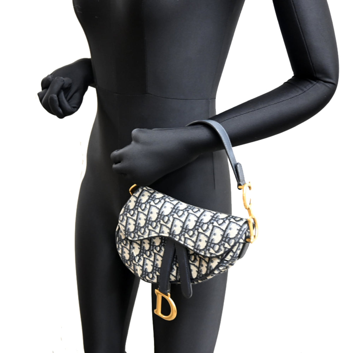 Christian Dior Navy Canvas Handbag Saddle Bag (Pre-Owned)