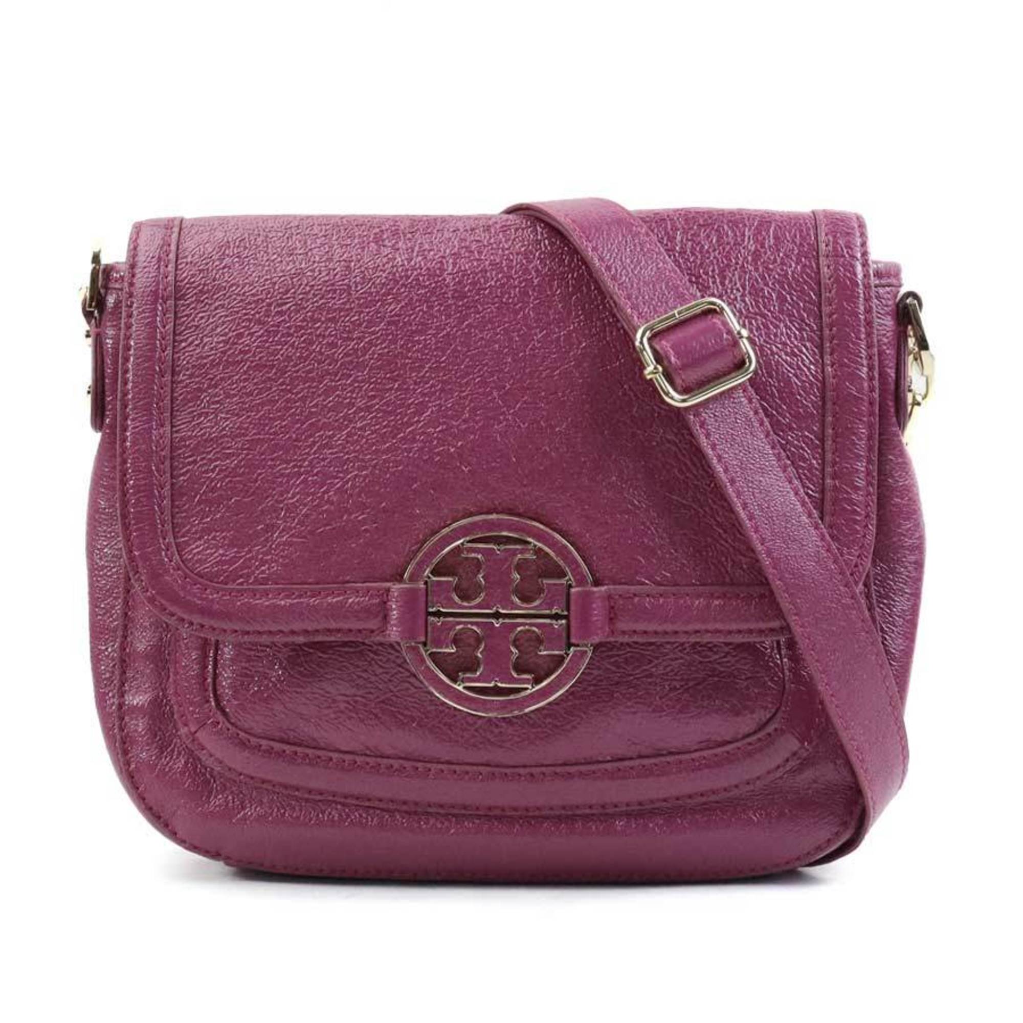 Tory Burch Pink Purple Leather Shoulder Bag (Pre-Owned)
