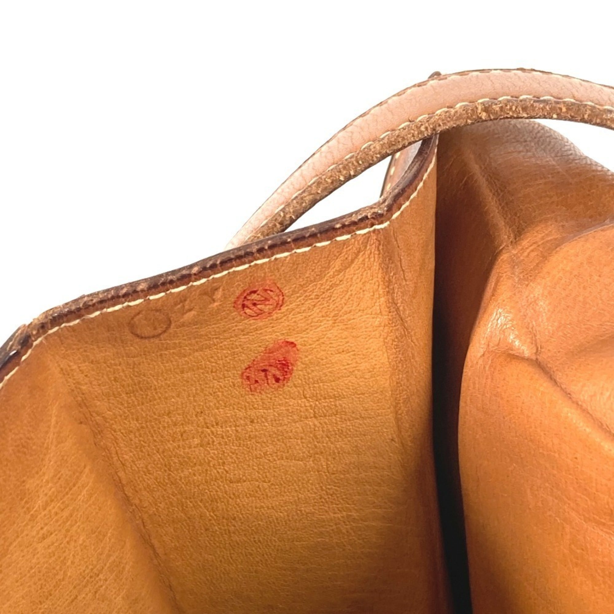 Hermes Beige Brown Leather Canvas Handbag Shoulder Bag (Pre-Owned)