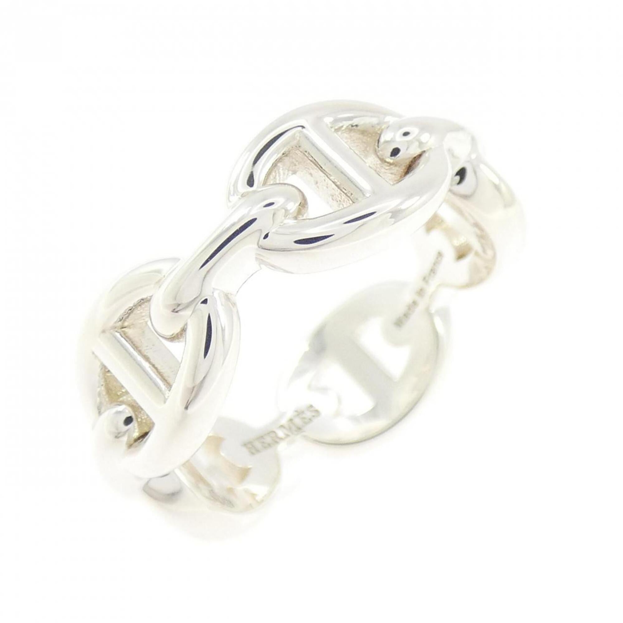 Hermes Silver Silver 925 Band Ring (Pre-Owned)