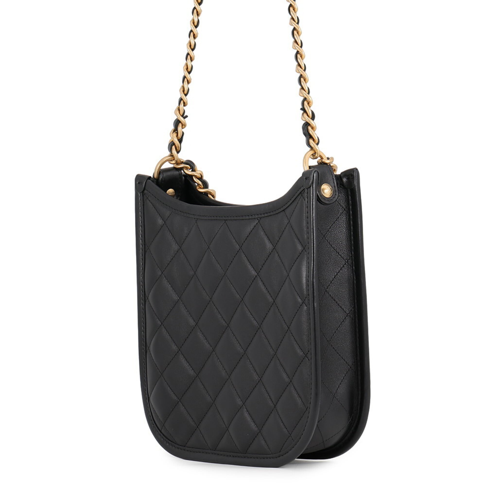 Chanel Matelasse Black Leather Handbag Shoulder Bag (Pre-Owned)