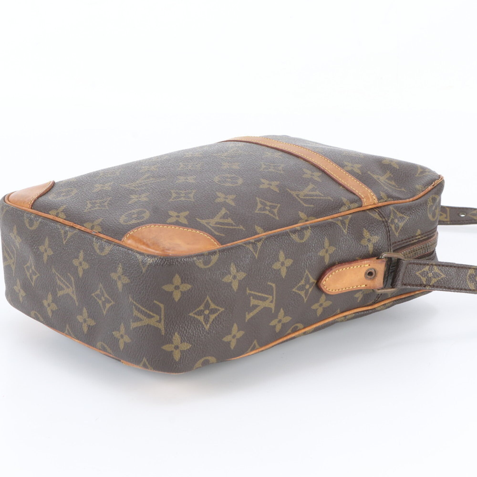 Louis Vuitton Brown Leather Coated Canvas Messenger Bag Shoulder Bag Tote Bag (Pre-Owned)