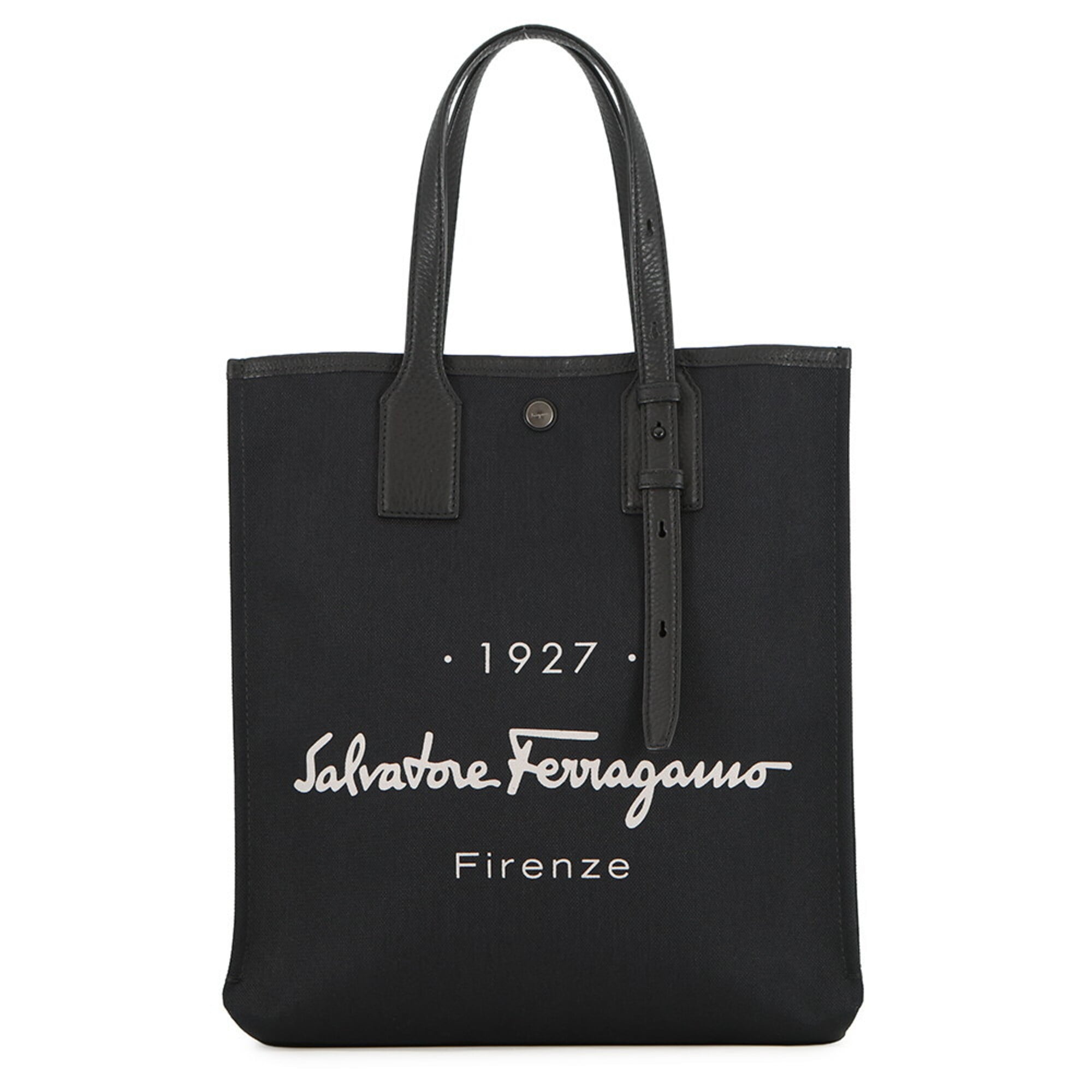 Salvatore Ferragamo Black Canvas Handbag Tote Bag (Pre-Owned)