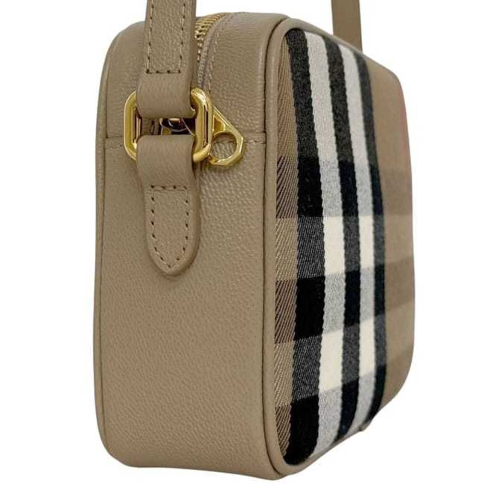 Burberry Beige Canvas Leather Shoulder Bag (Pre-Owned)