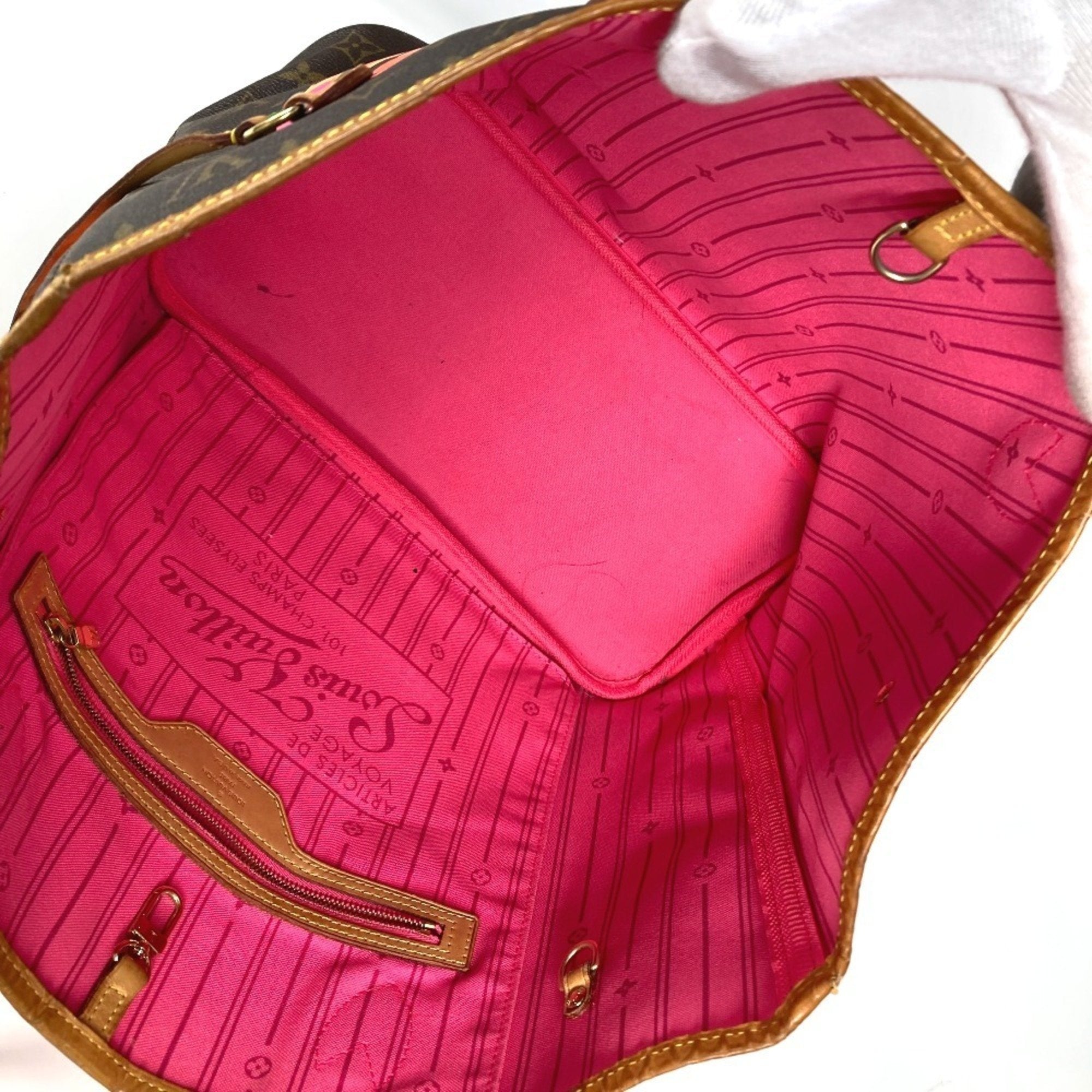 Louis Vuitton Brown Pink Canvas Monogram Shoulder Bag Tote Bag (Pre-Owned)
