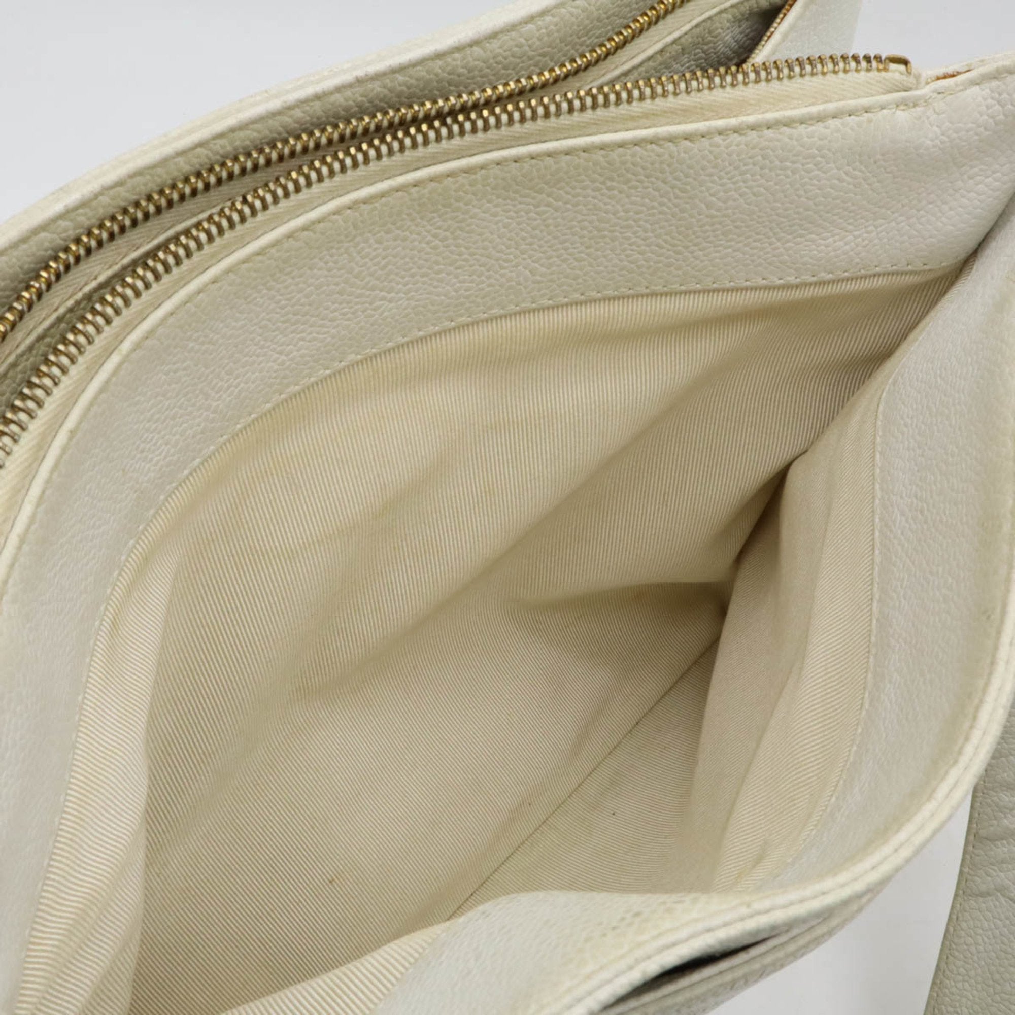 Chanel Caviar Skin Off-White Caviar Leather Shoulder Bag Tote Bag (Pre-Owned)