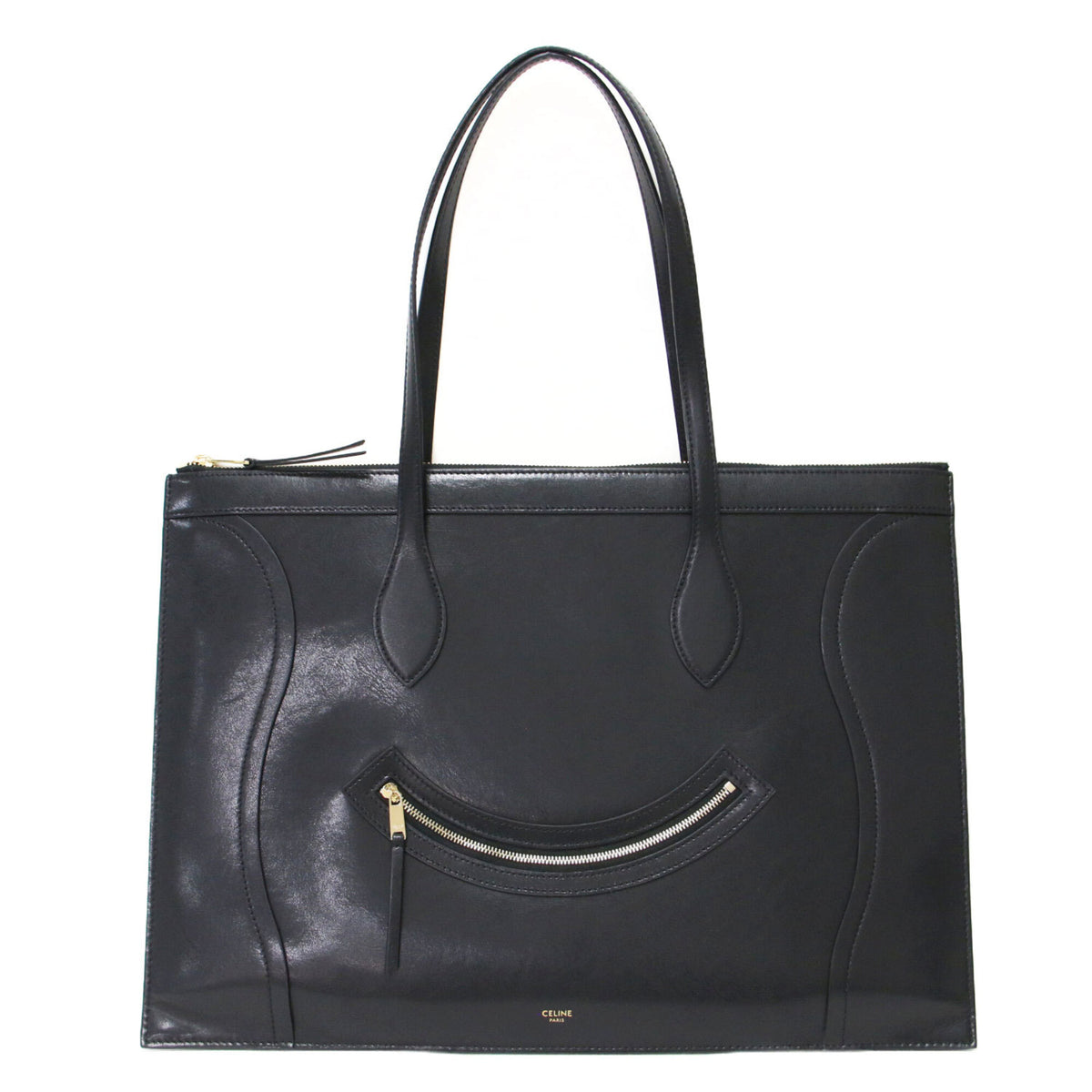 Celine Black Leather Handbag Tote Bag (Pre-Owned)