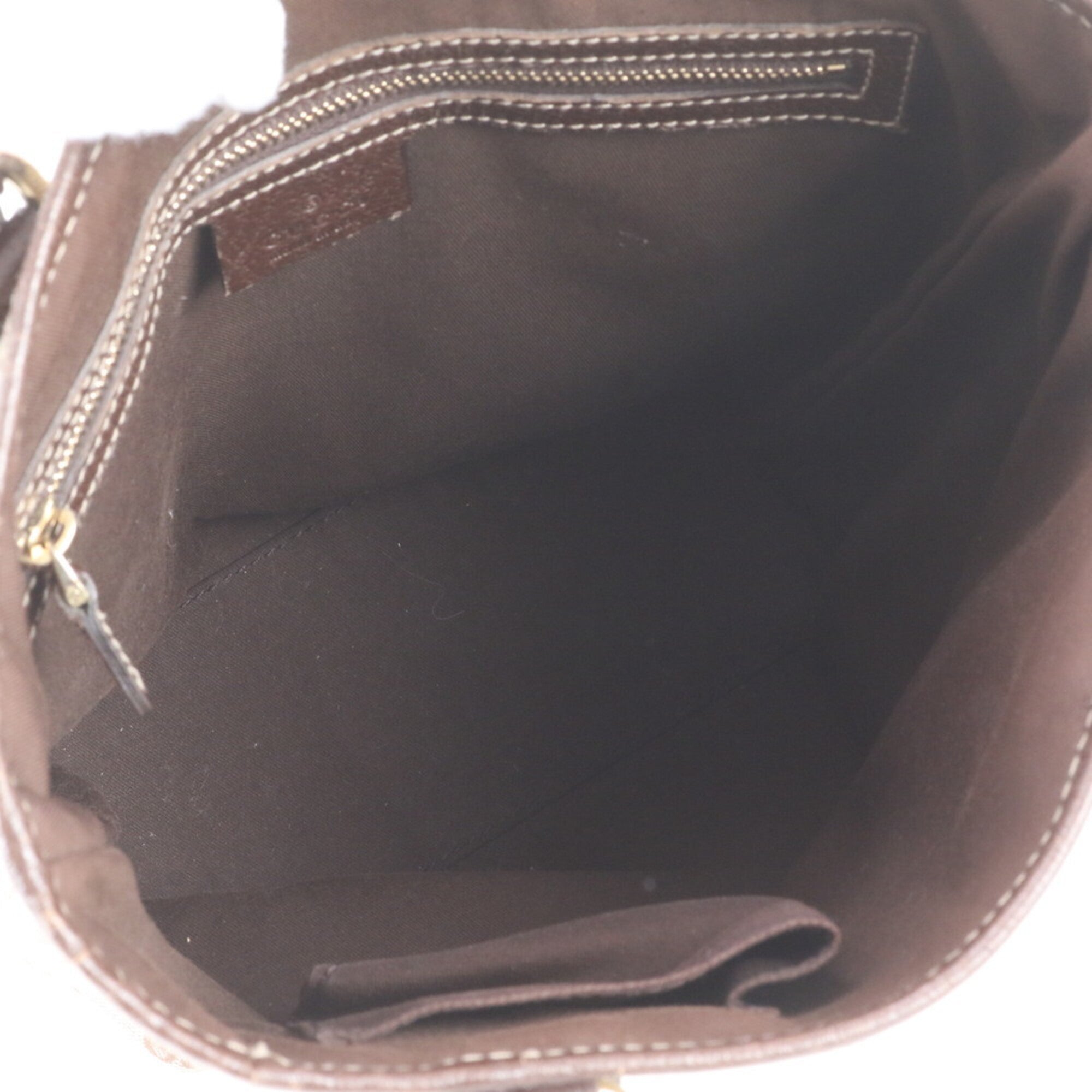 Gucci Brown Leather Canvas Handbag (Pre-Owned)
