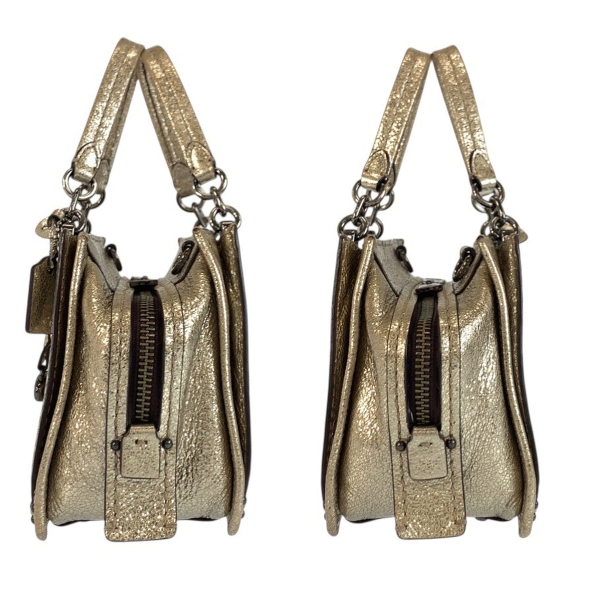 Coach Metallic Gold Leather Handbag Shoulder Bag (Pre-Owned)