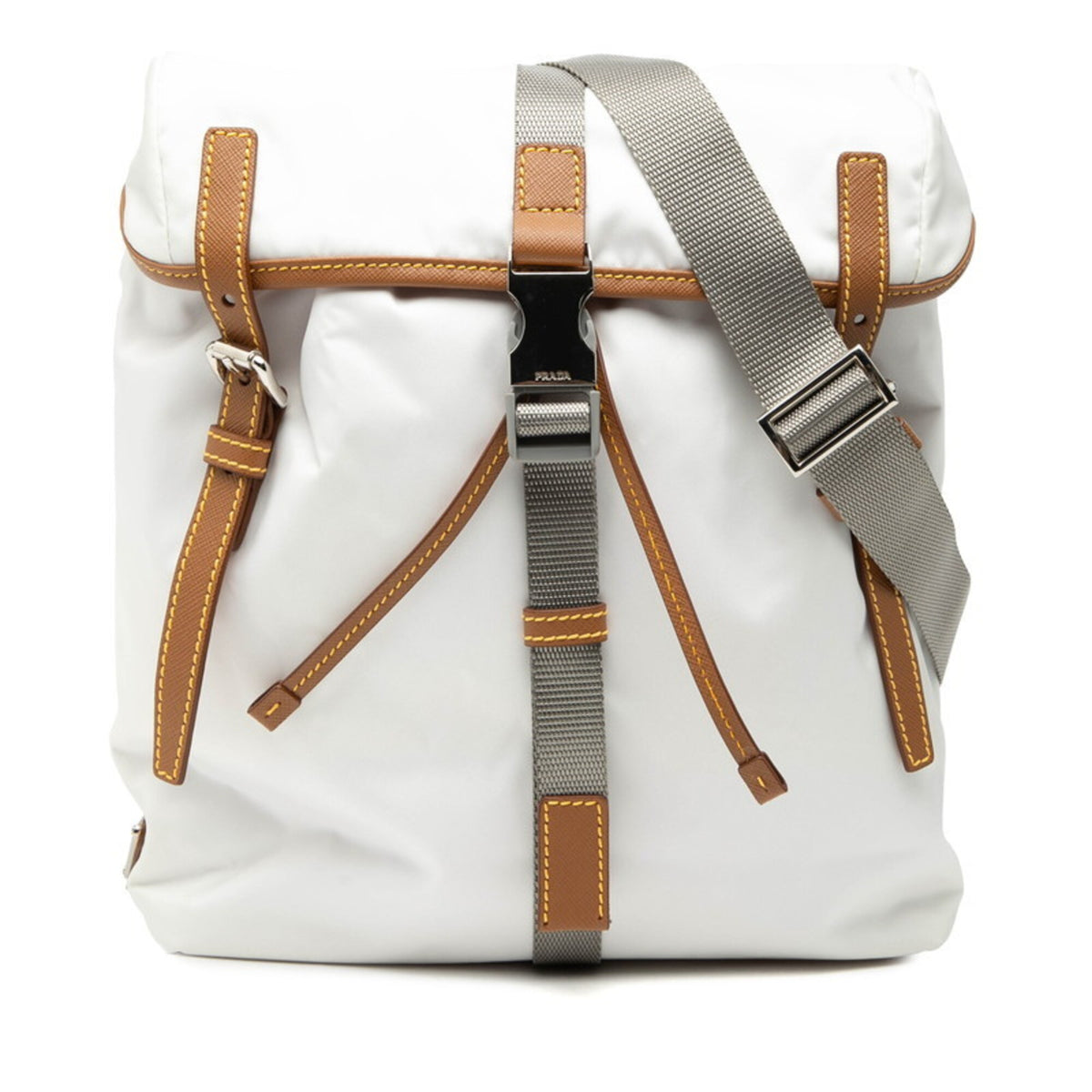 Prada White Nylon Leather Shoulder Bag (Pre-Owned)