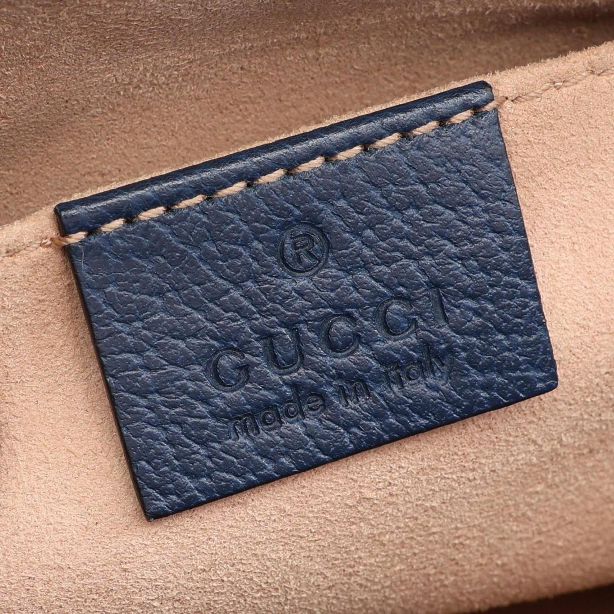 Gucci Navy Leather Handbag Shoulder Bag (Pre-Owned)