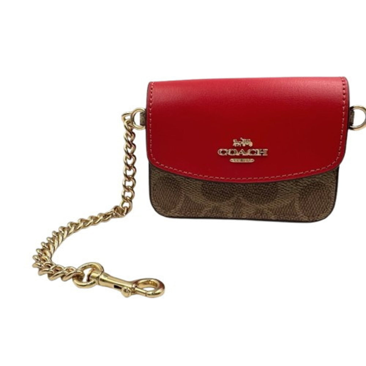 Coach Signature Brown Red Color Pvc Shoulder Bag (Pre-Owned)