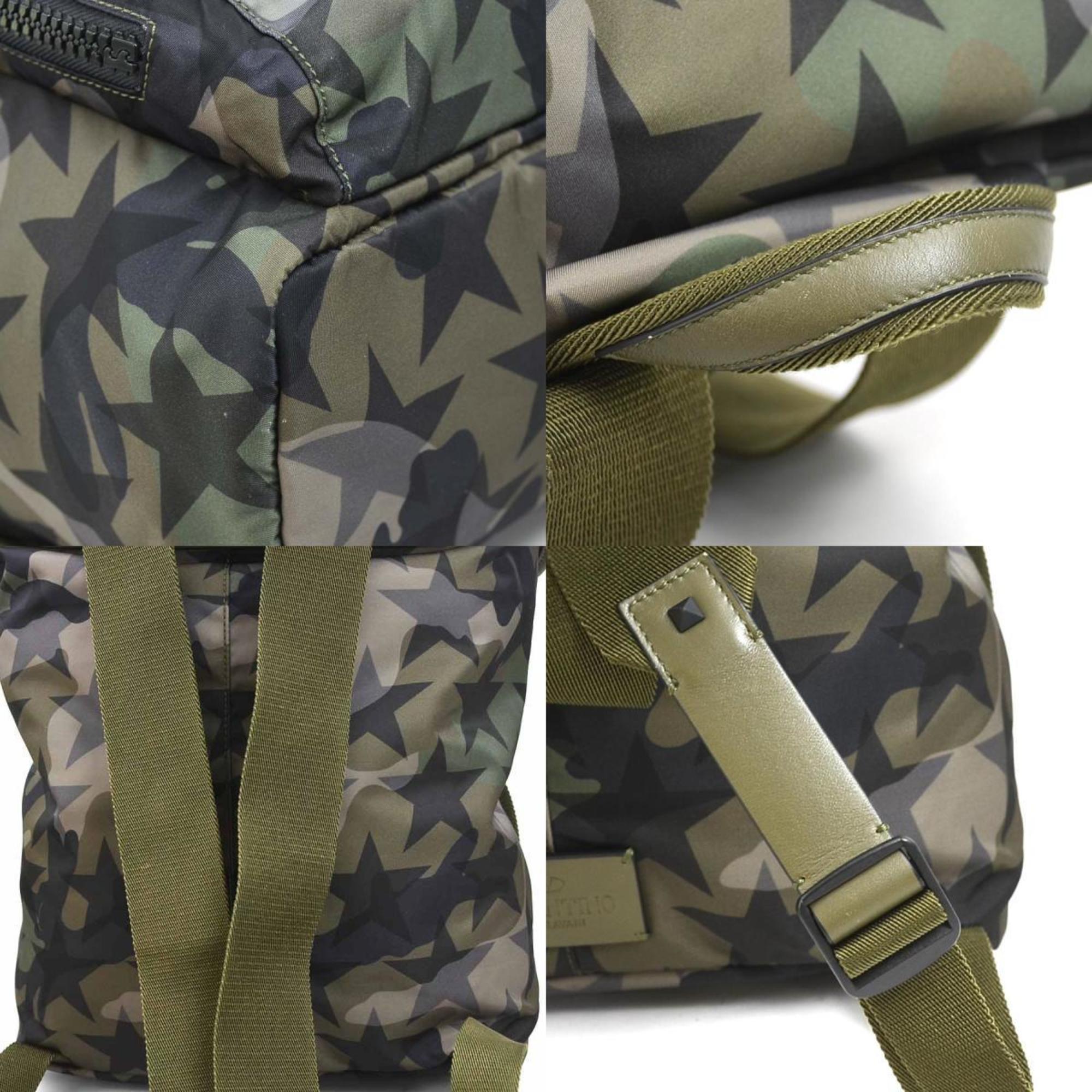 Valentino Garavani Khaki Nylon Leather Backpack (Pre-Owned)
